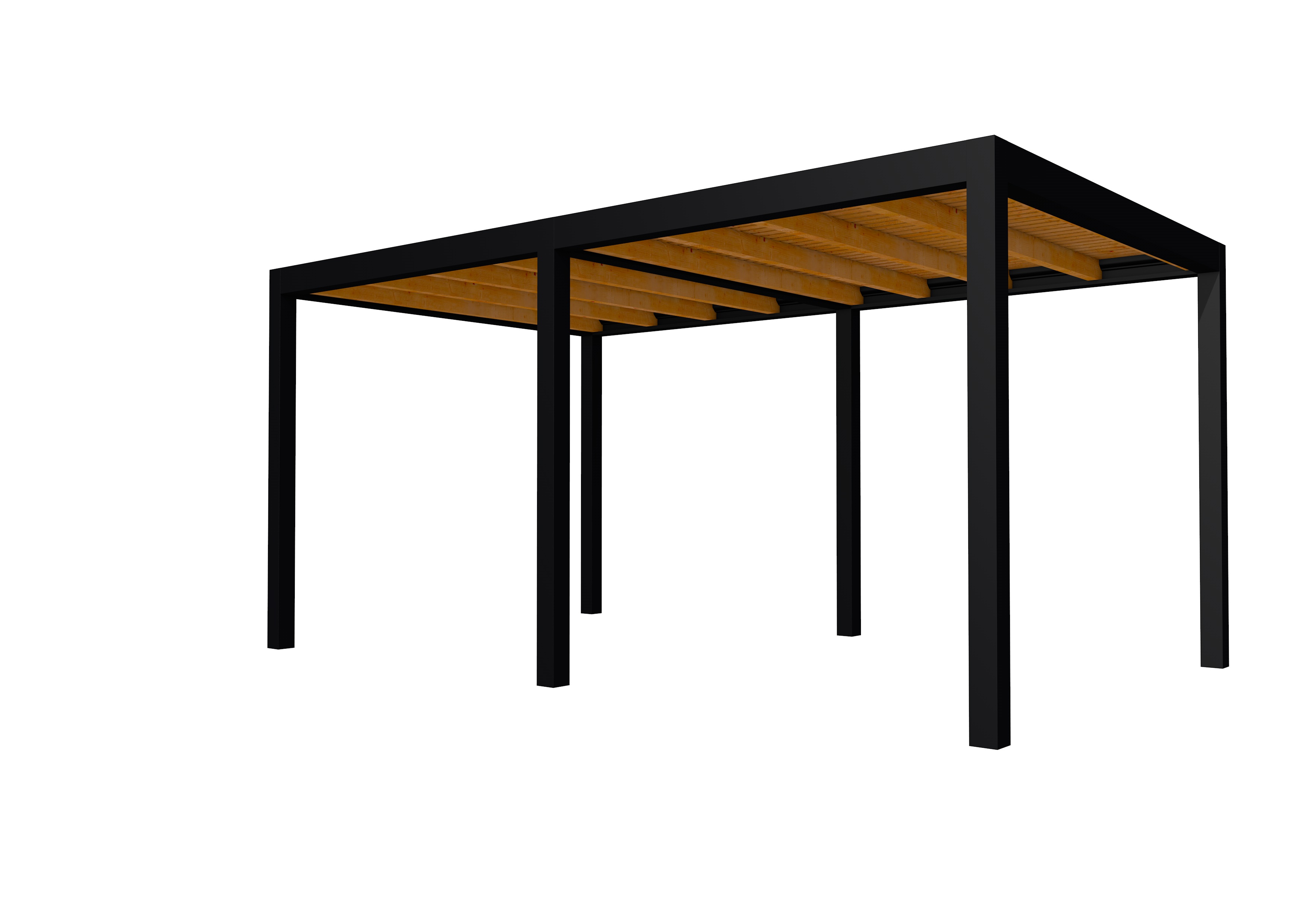 Buitenverblijf plat dak Allure II, douglas, basismodel L/B, 493x303 cm, transparant gespoten.