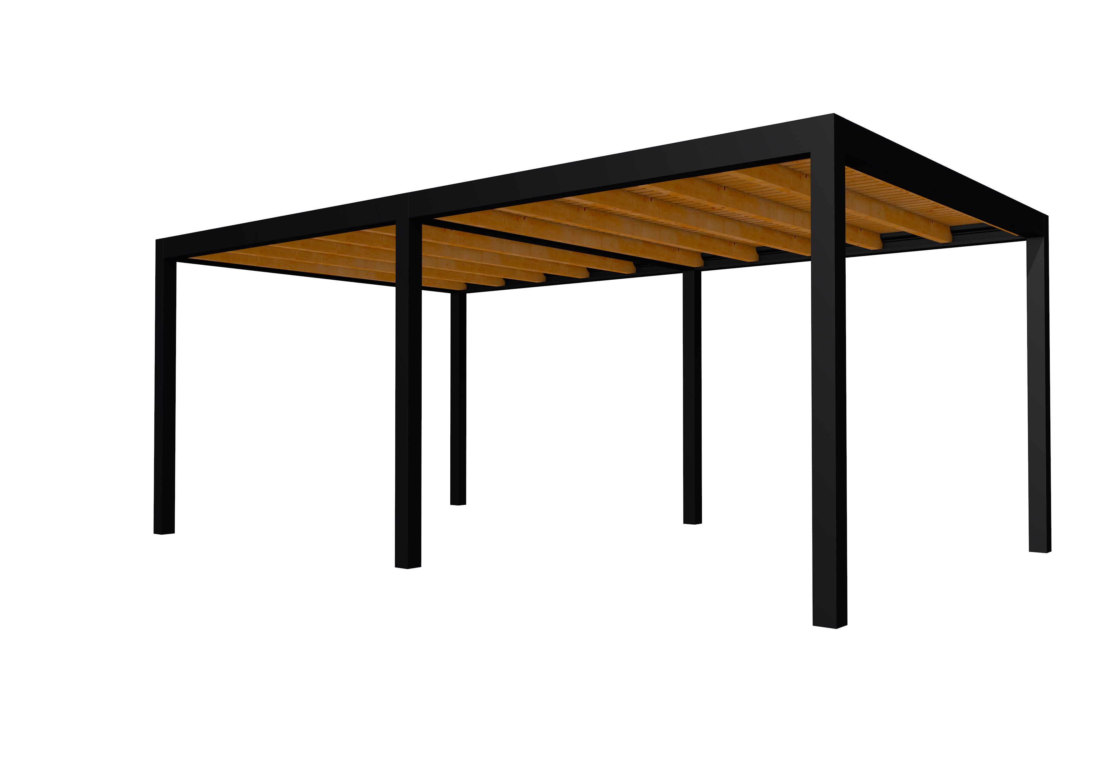 Buitenverblijf plat dak Allure II, douglas, basismodel XL/C, 593x353 cm, transparant gespoten.
