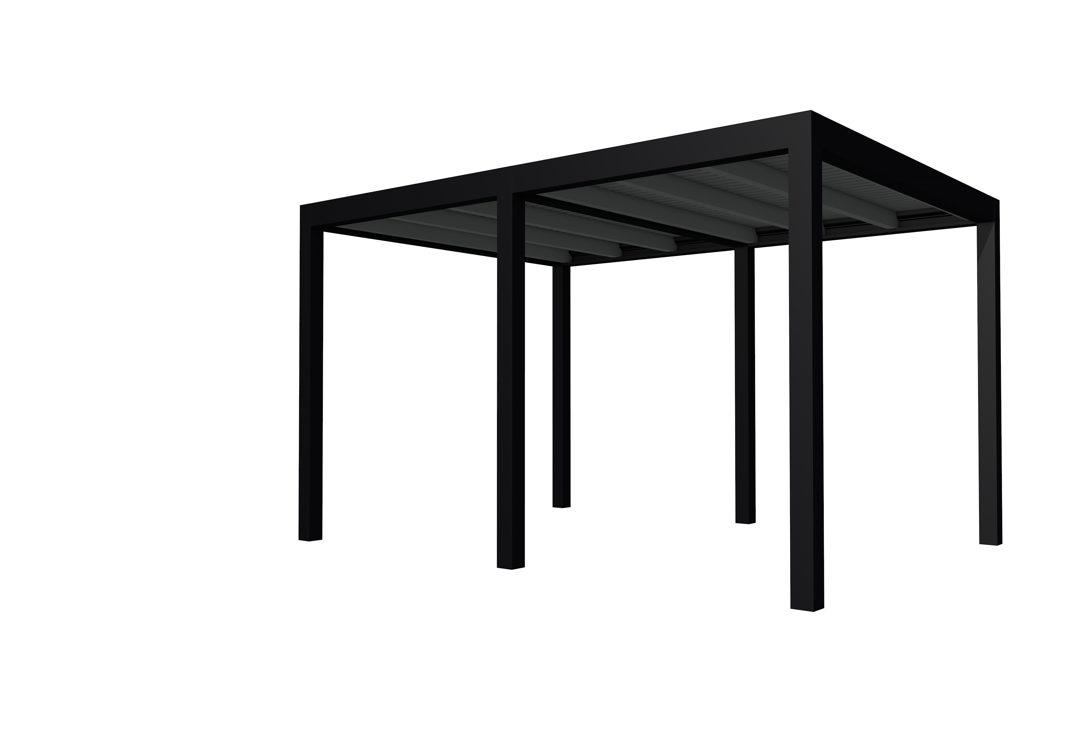 Buitenverblijf plat dak Allure II, vuren, basismodel L/A, 393x303 cm, antraciet gespoten.