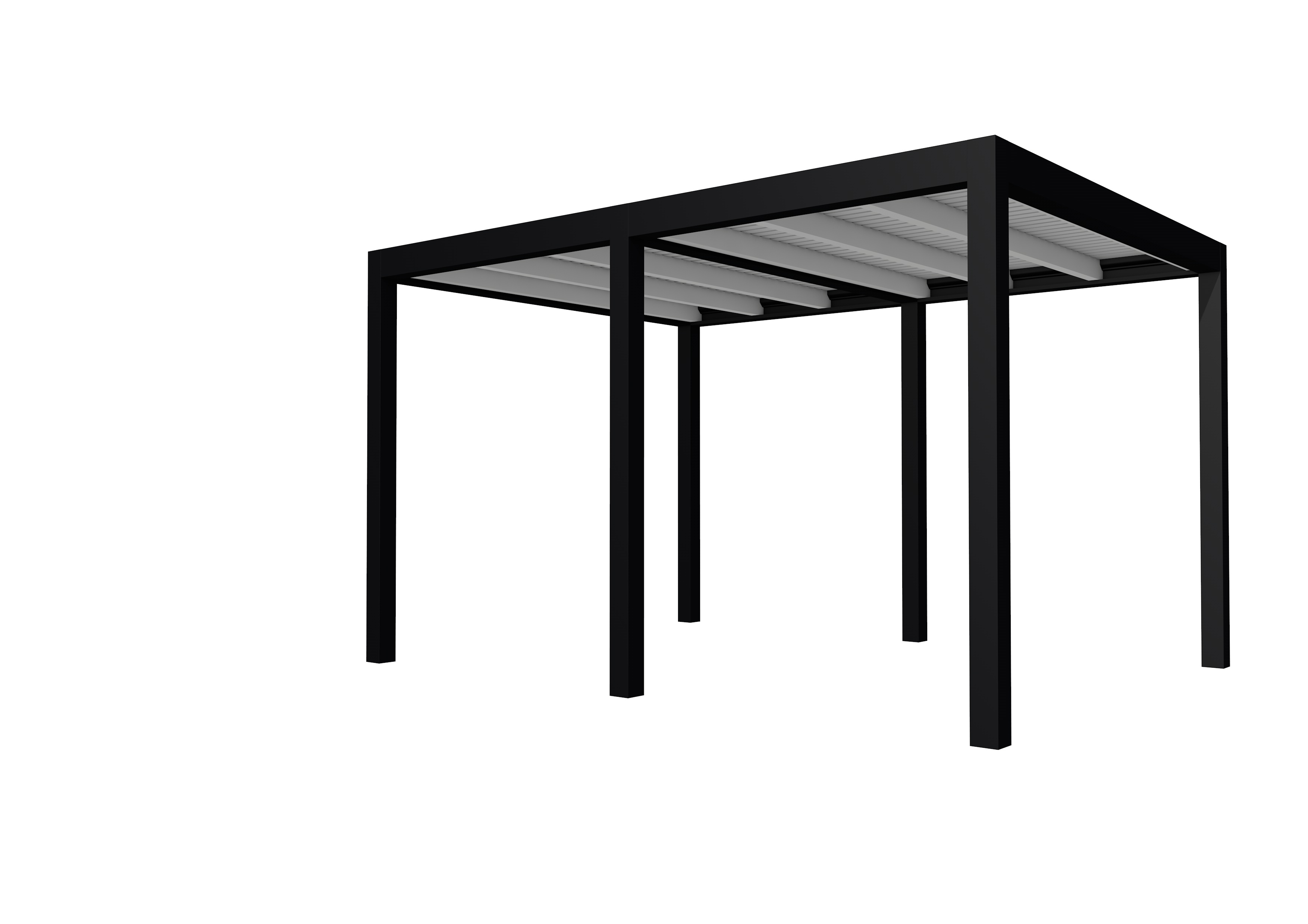 Buitenverblijf plat dak Allure II, vuren, basismodel L/A, 393x303 cm, lichtgrijs gespoten.