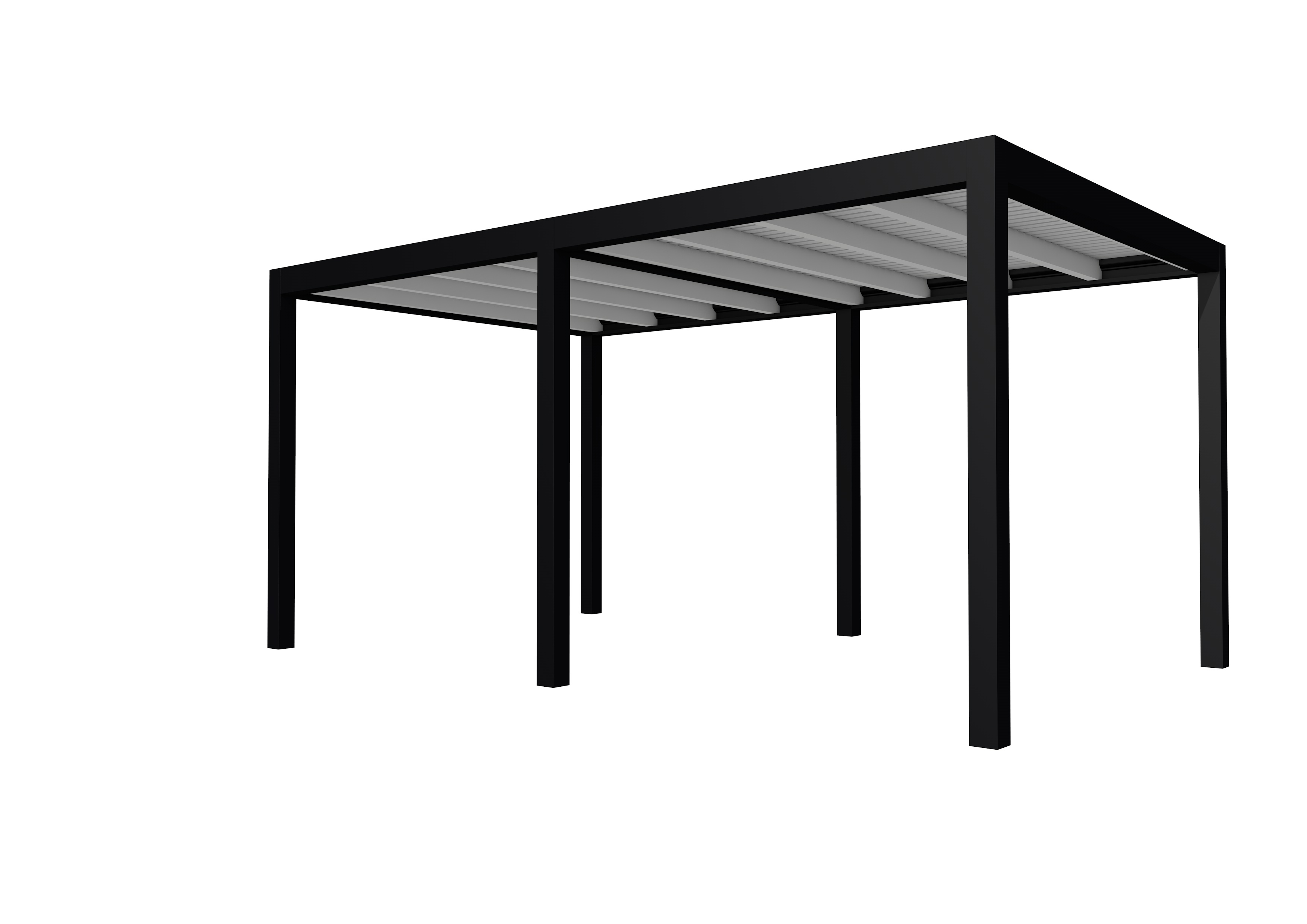 Buitenverblijf plat dak Allure II, vuren, basismodel L/B, 493x303 cm, lichtgrijs gespoten.