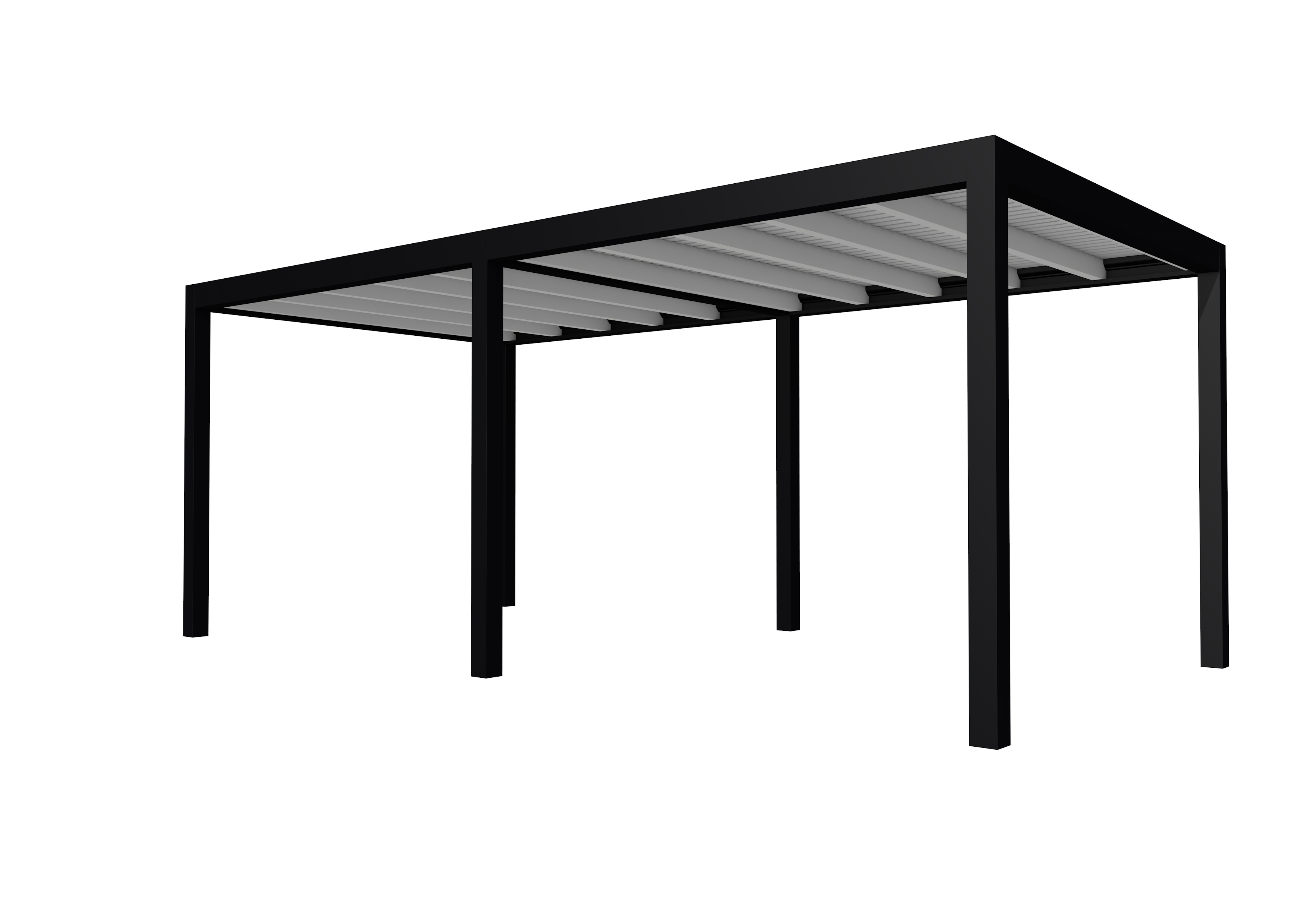 Buitenverblijf plat dak Allure II, vuren, basismodel L/C, 593x303 cm, lichtgrijs gespoten.