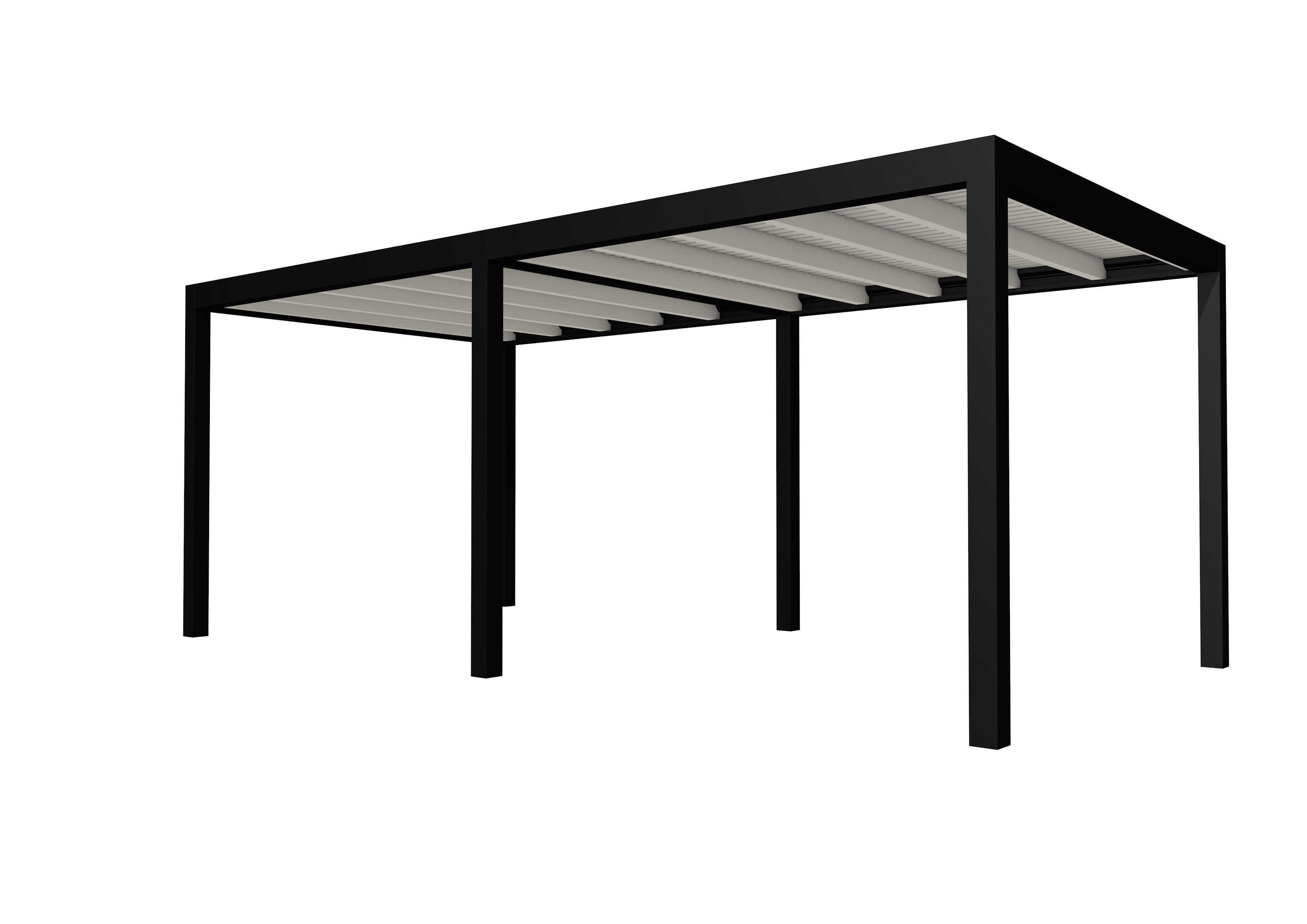 Buitenverblijf plat dak Allure II, vuren, basismodel L/C, 593x303 cm, wit gespoten.