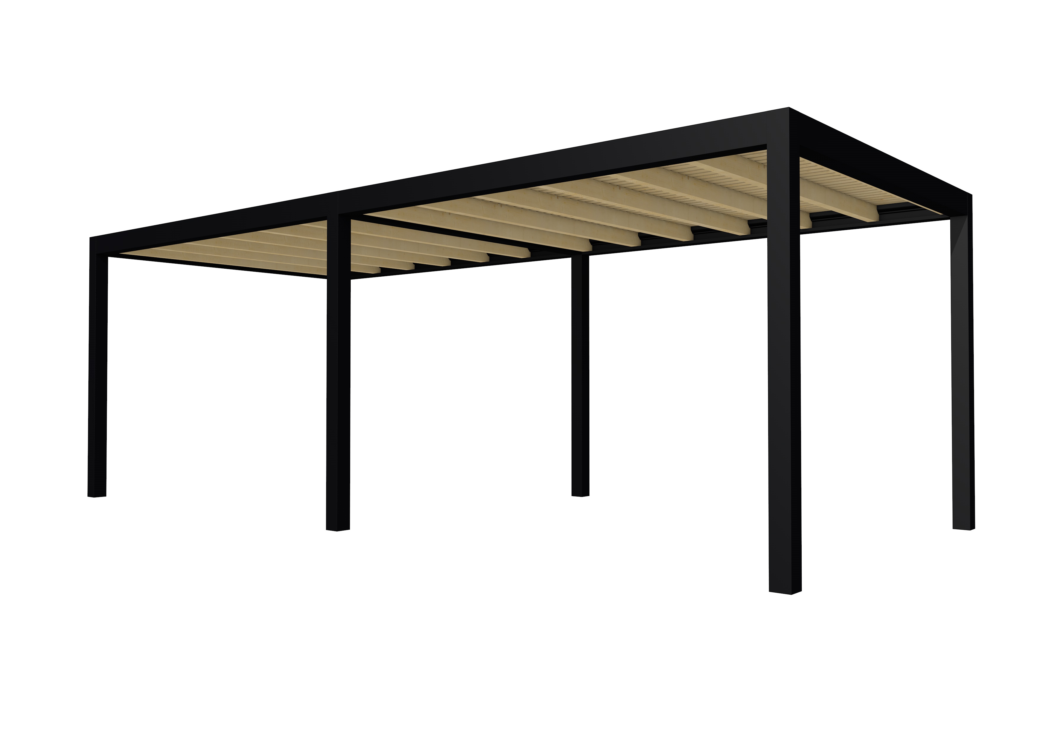 Buitenverblijf plat dak Allure II, vuren, basismodel L/D, 693x303 cm, onbehandeld.