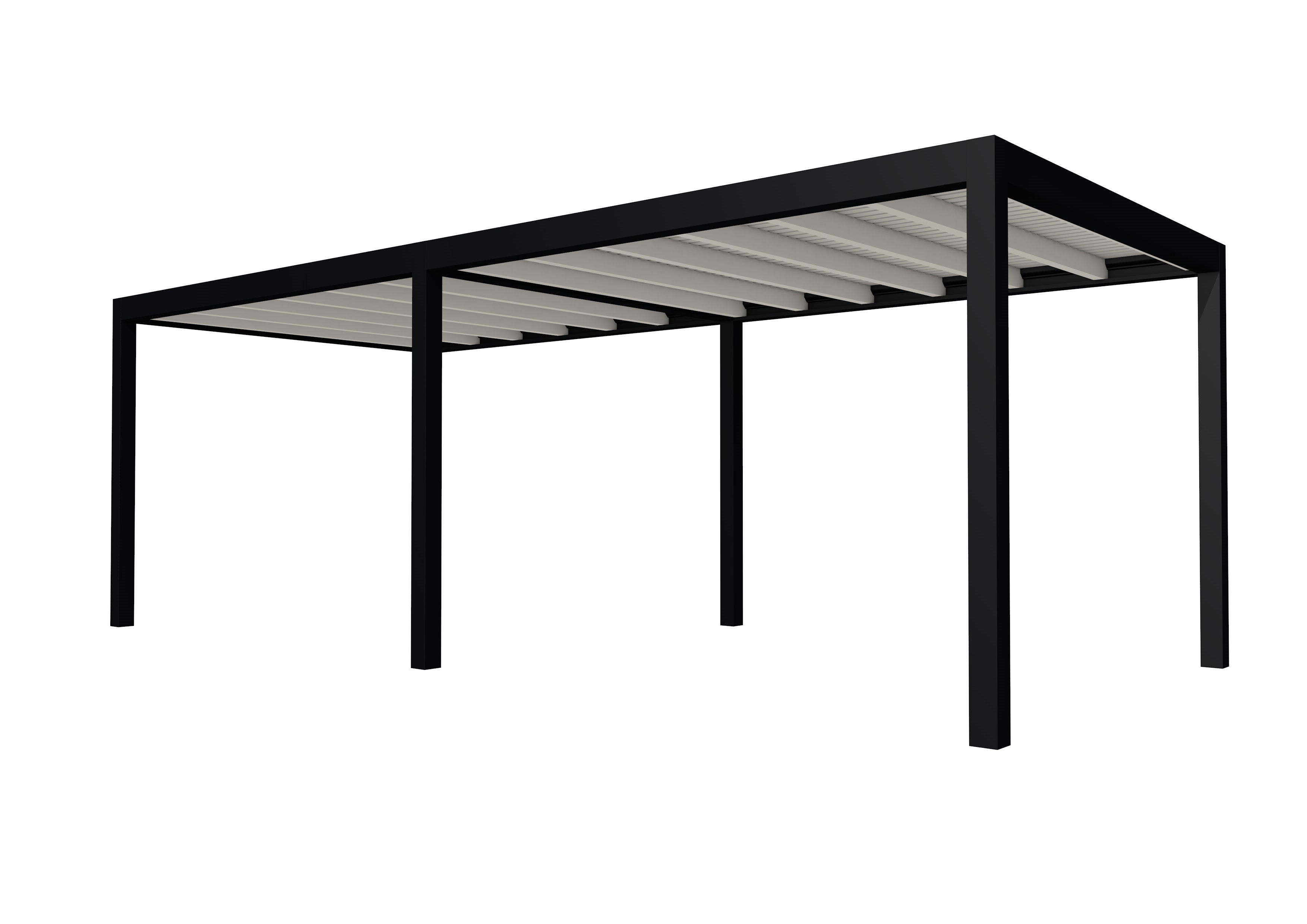 Buitenverblijf plat dak Allure II, vuren, basismodel L/D, 693x303 cm, wit gespoten.