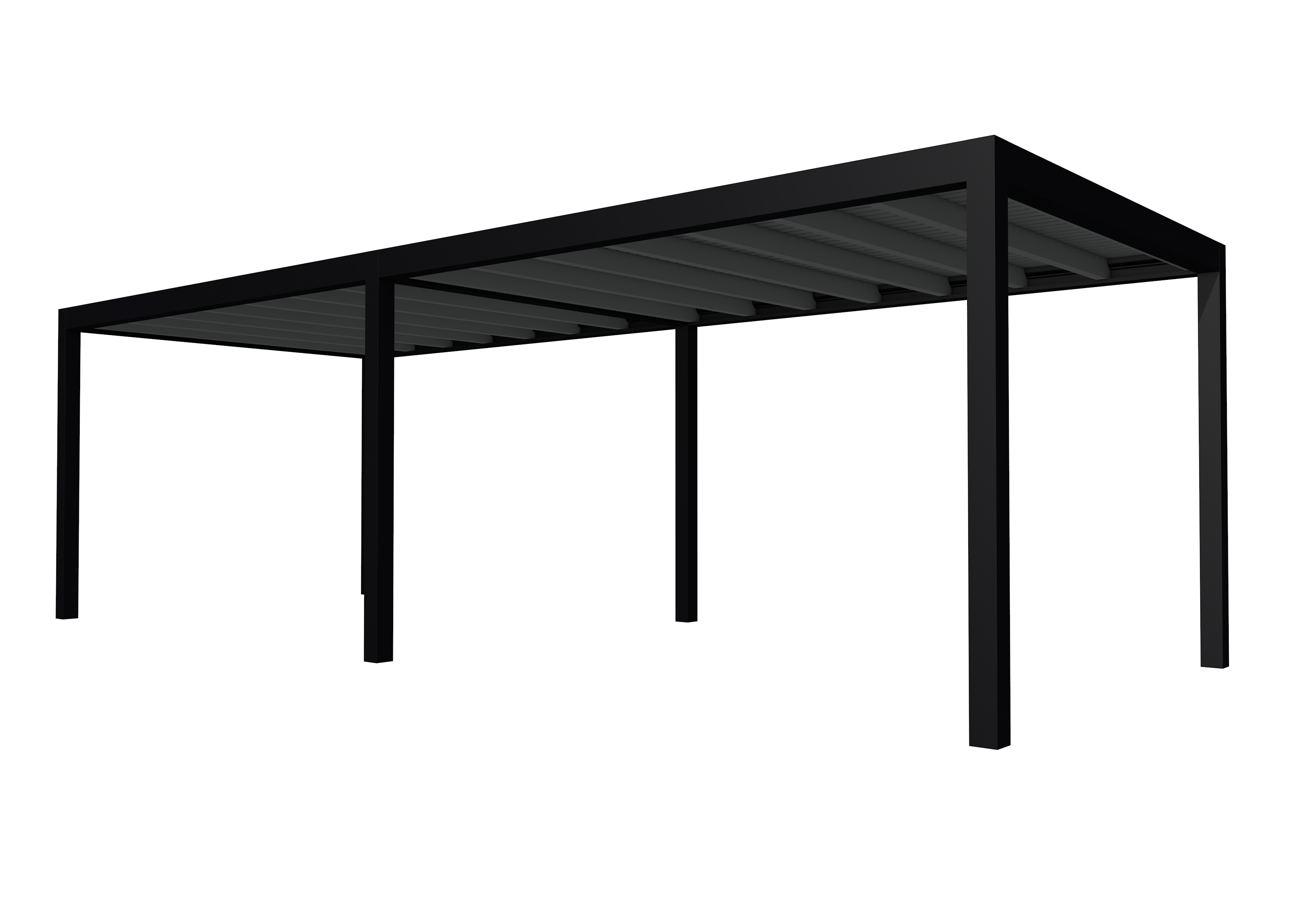 Buitenverblijf plat dak Allure II, vuren, basismodel L/E, 778x303 cm, antraciet gespoten.