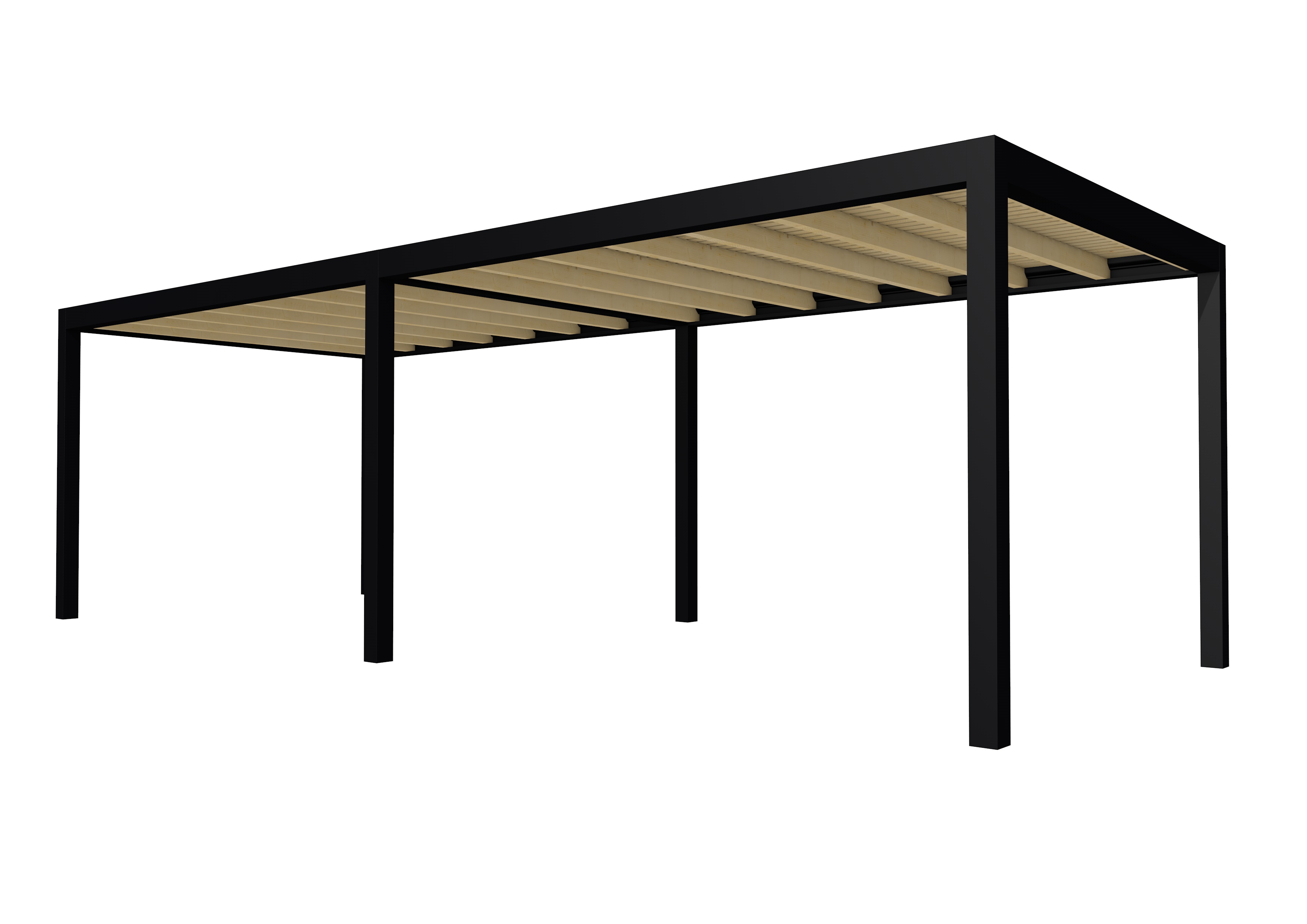 Buitenverblijf plat dak Allure II, vuren, basismodel L/E, 778x303 cm, onbehandeld.