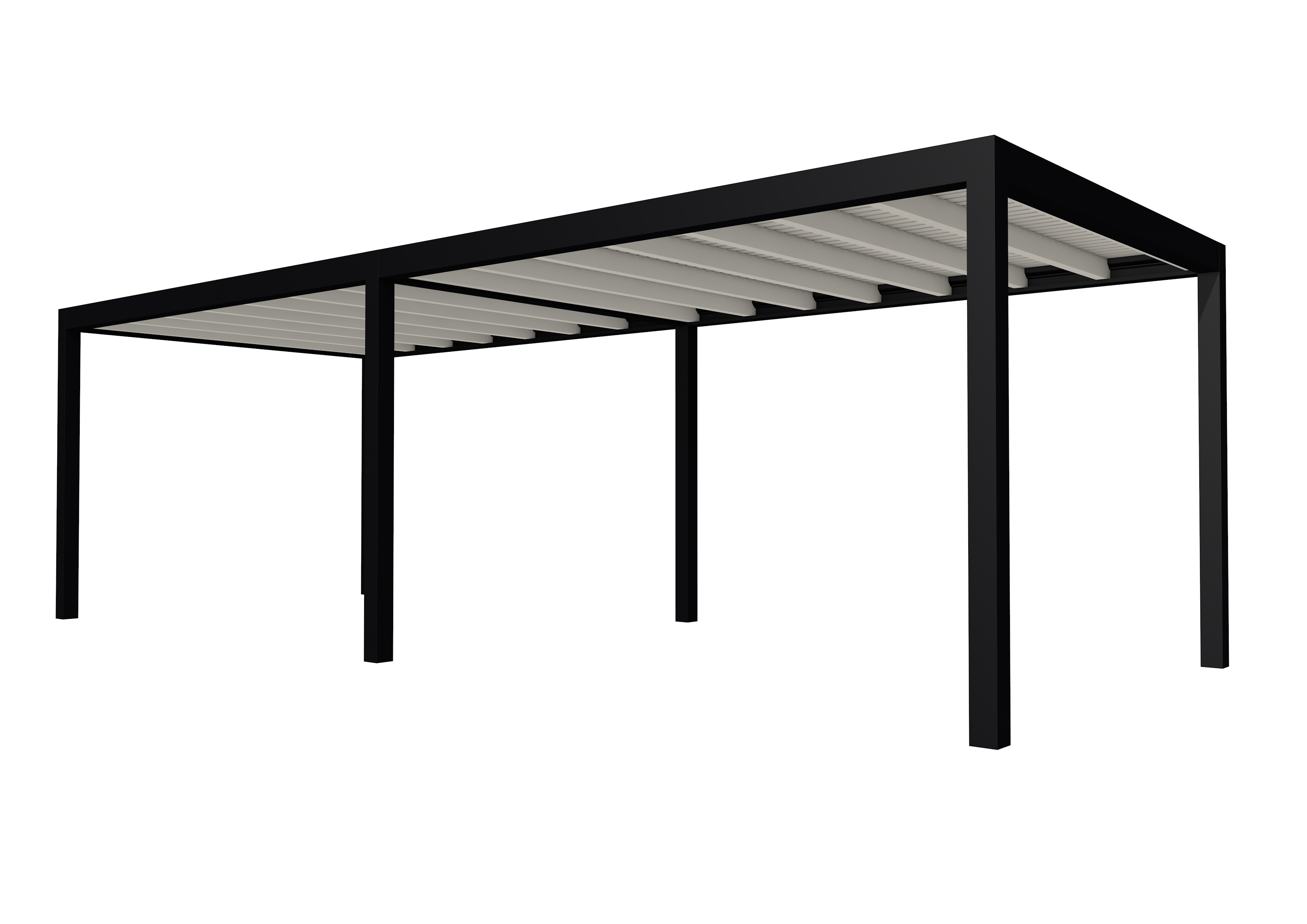 Buitenverblijf plat dak Allure II, vuren, basismodel L/E, 778x303 cm, wit gespoten.