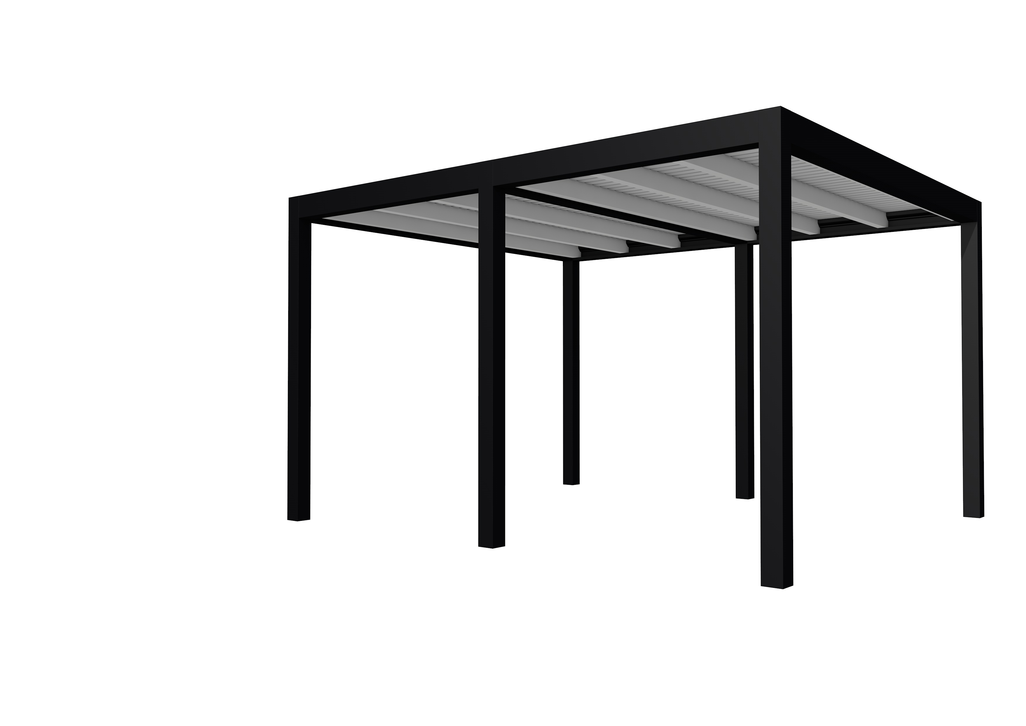 Buitenverblijf plat dak Allure II, vuren, basismodel XL/A, 393x353 cm, lichtgrijs gespoten.