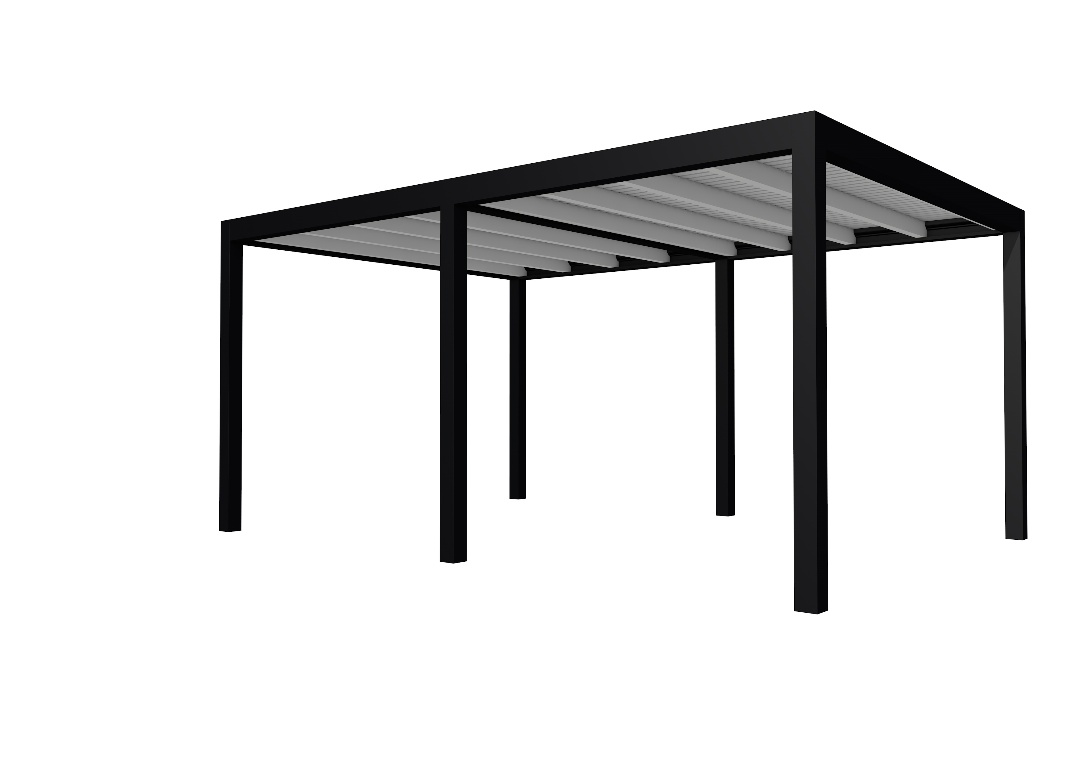 Buitenverblijf plat dak Allure II, vuren, basismodel XL/B, 493x353 cm, lichtgrijs gespoten.