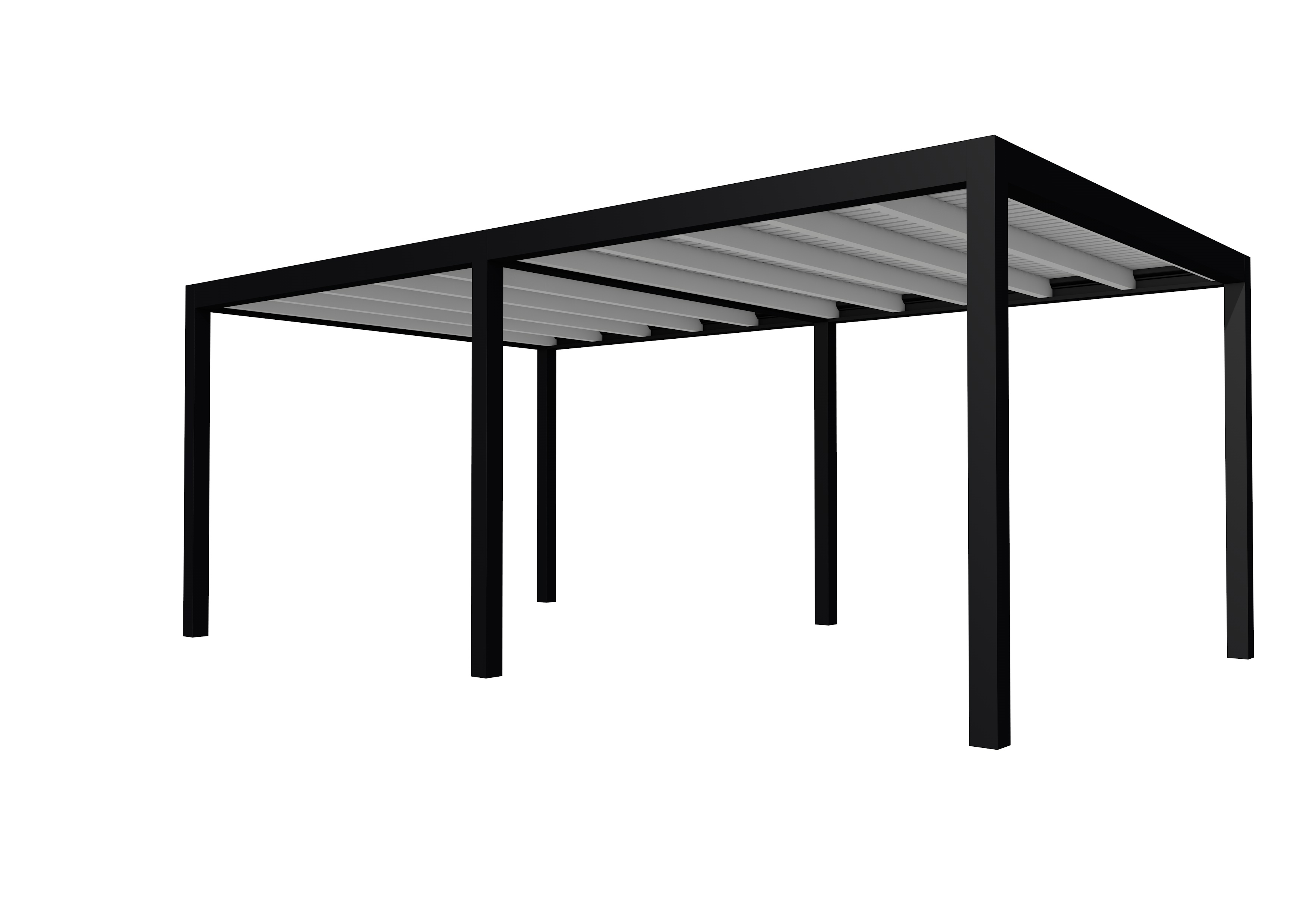 Buitenverblijf plat dak Allure II, vuren, basismodel XL/C, 593x353 cm, lichtgrijs gespoten.