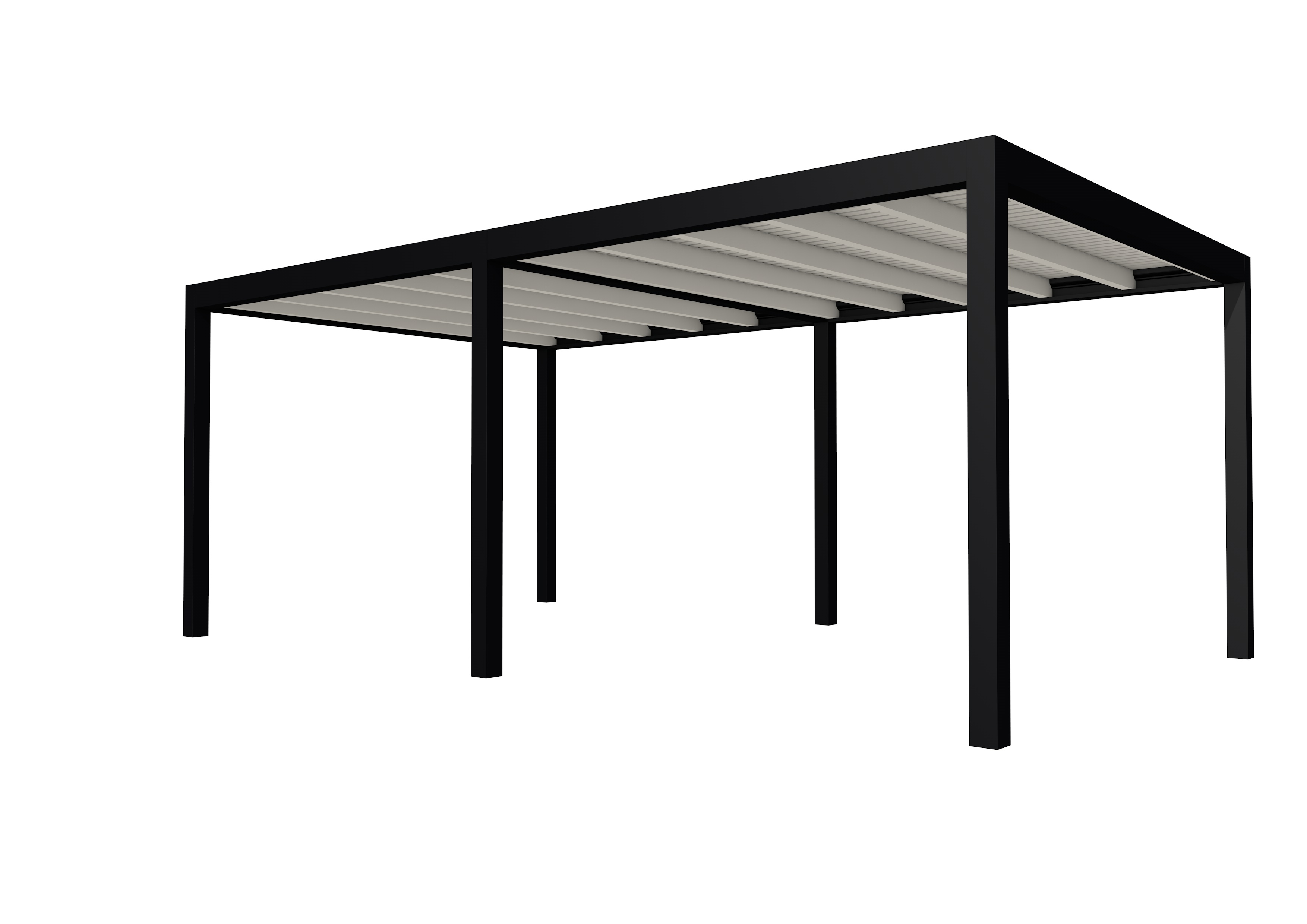 Buitenverblijf plat dak Allure II, vuren, basismodel XL/C, 593x353 cm, wit gespoten.