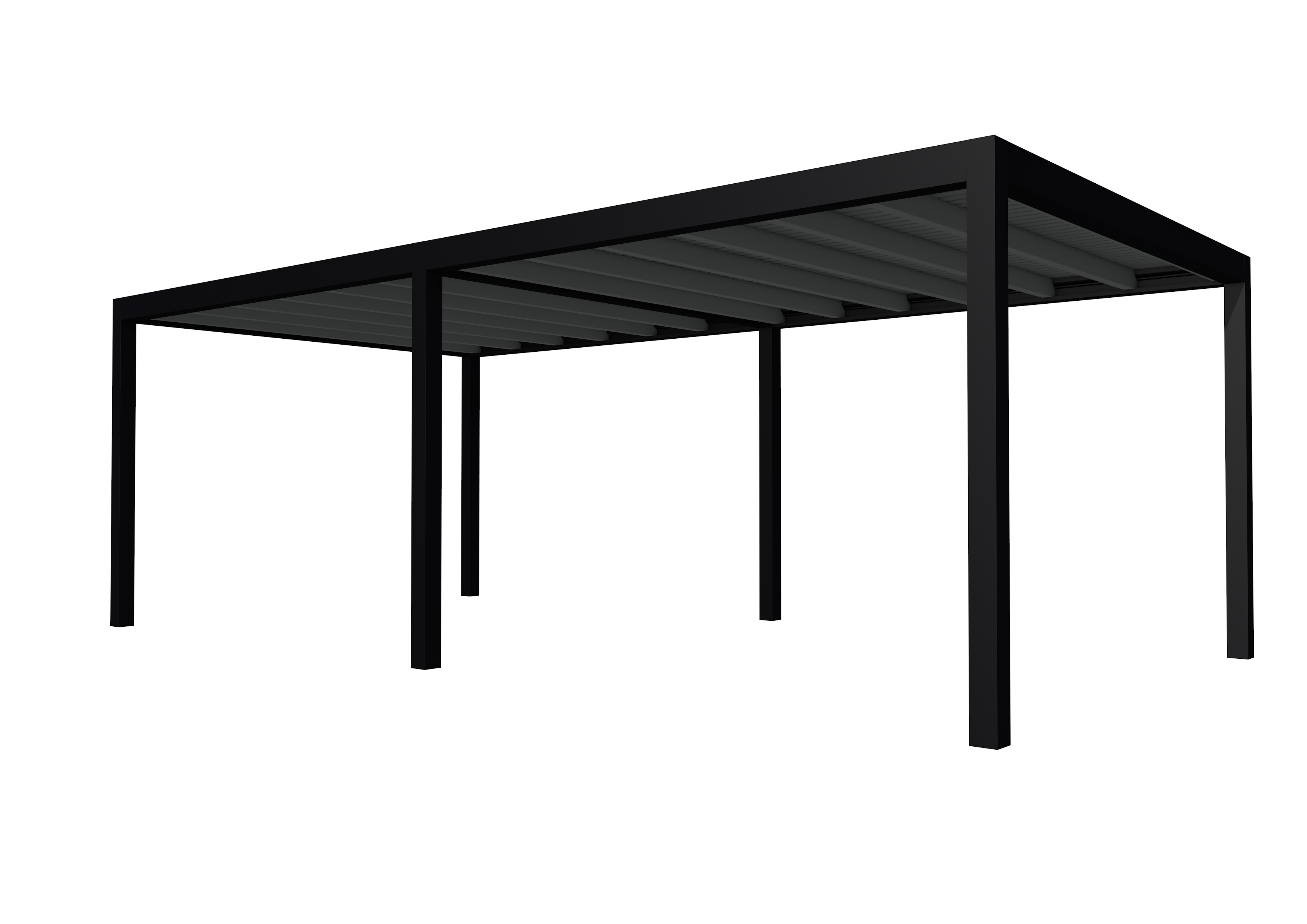 Buitenverblijf plat dak Allure II, vuren, basismodel XL/D, 693x353 cm, antraciet gespoten.