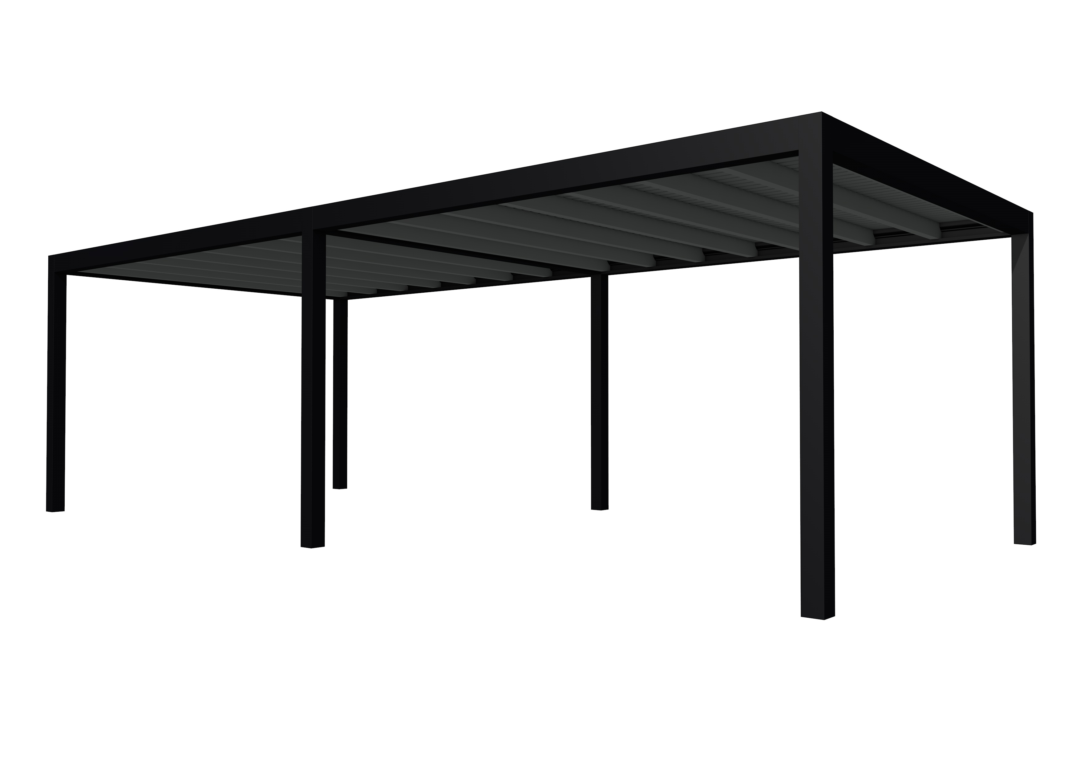 Buitenverblijf plat dak Allure II, vuren, basismodel XL/E, 778x353 cm, antraciet gespoten.