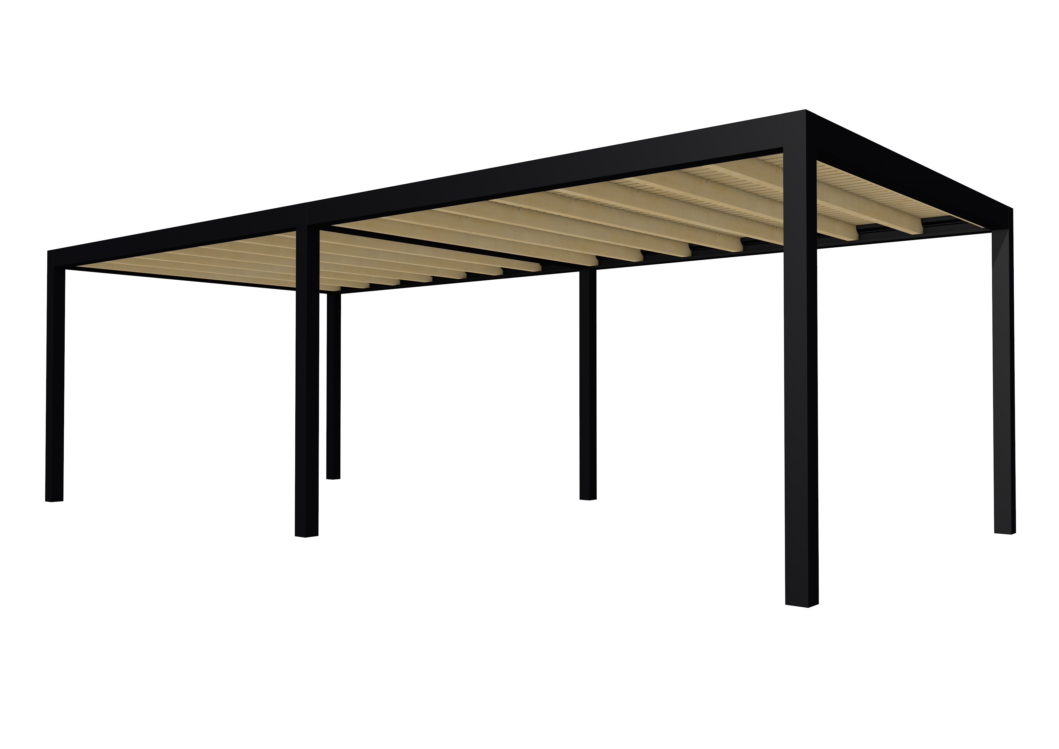 Buitenverblijf plat dak Allure II, vuren, basismodel XL/E, 778x353 cm, onbehandeld.