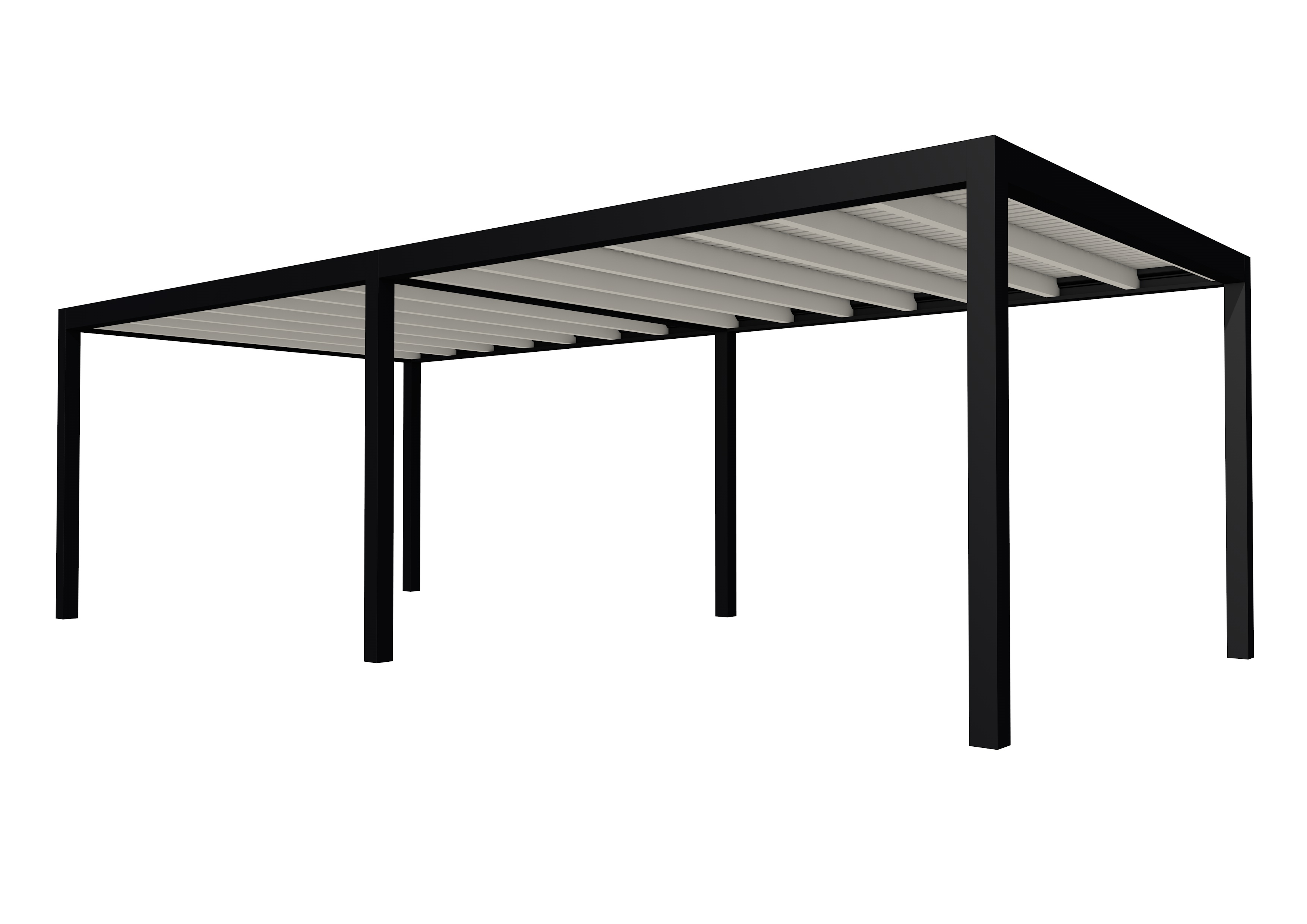 Buitenverblijf plat dak Allure II, vuren, basismodel XL/E, 778x353 cm, wit gespoten.