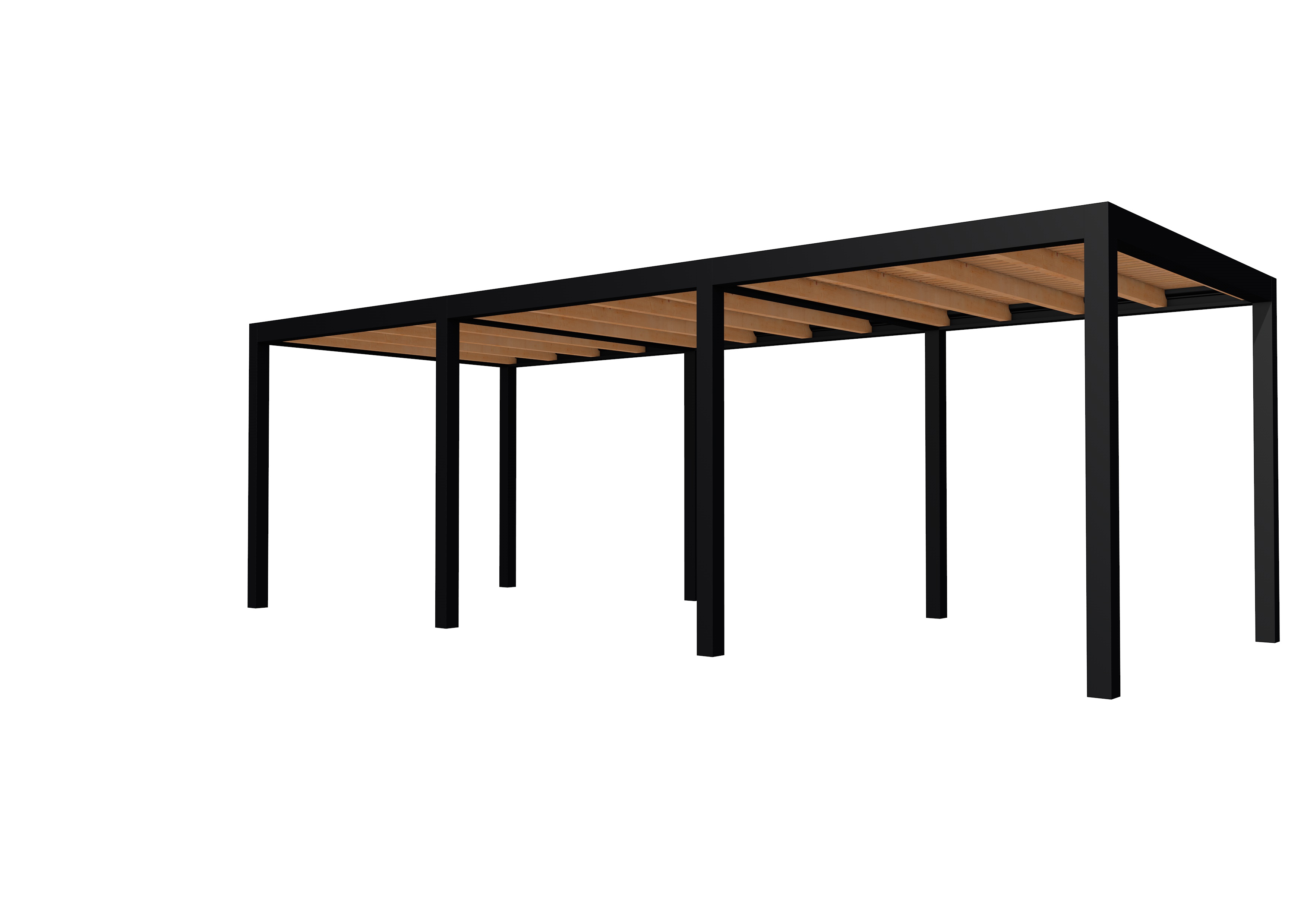 Buitenverblijf plat dak Allure III, douglas, basismodel L/B, 734x303 cm, onbehandeld.