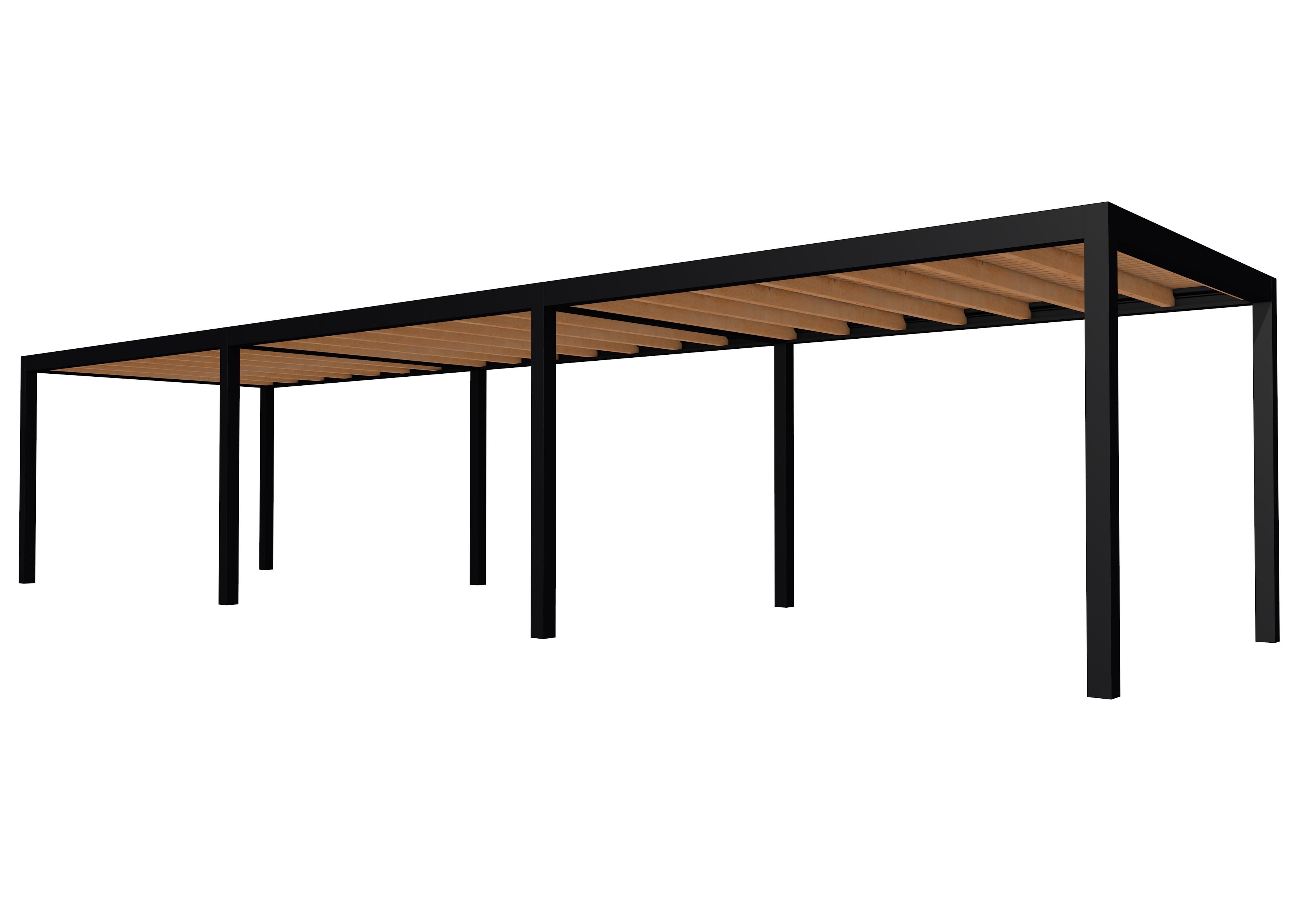 Buitenverblijf plat dak Allure III, douglas, basismodel L/E, 1161x303 cm, onbehandeld.