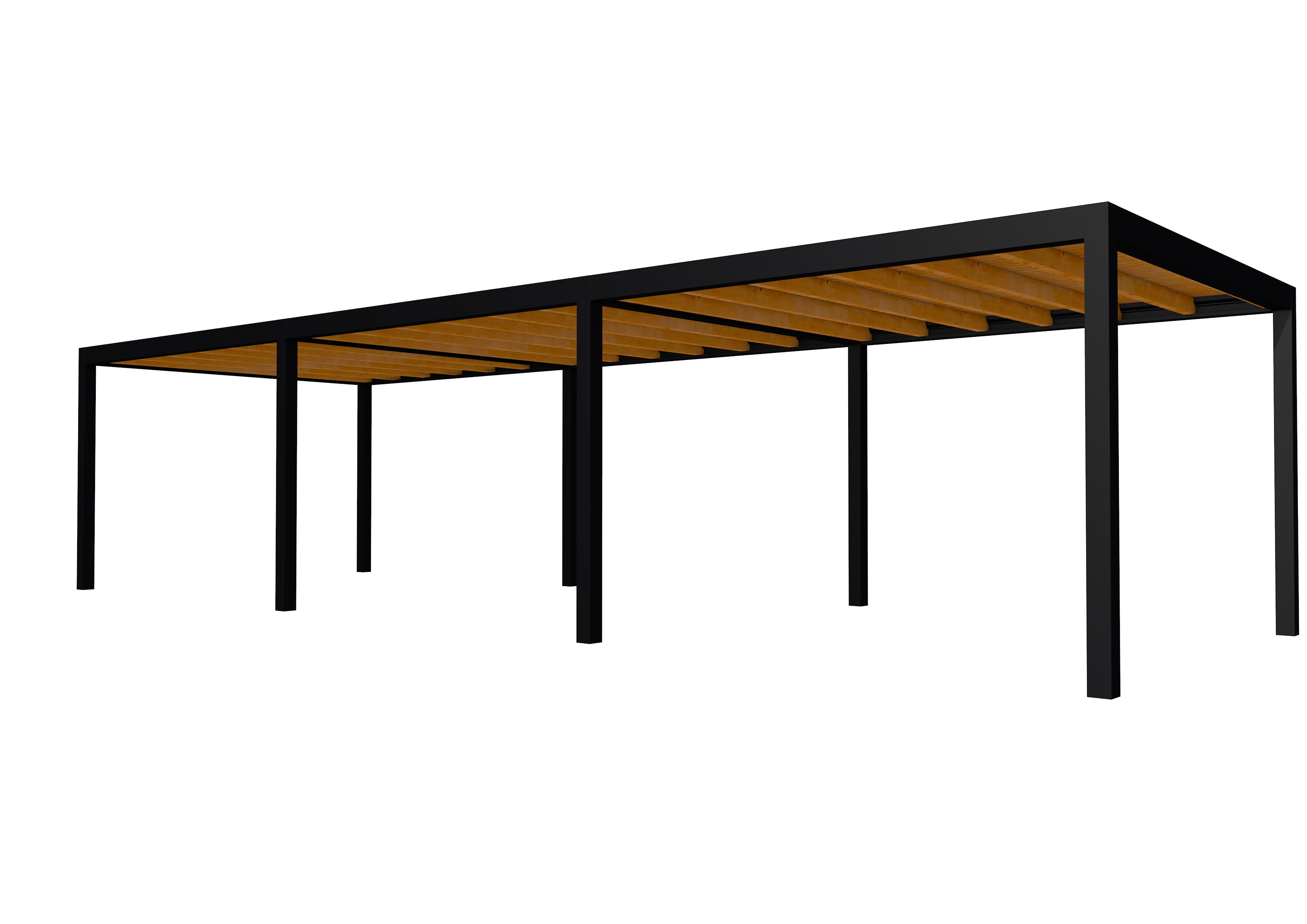 Buitenverblijf plat dak Allure III, douglas, basismodel XL/D, 1034x353 cm, transparant gespoten.