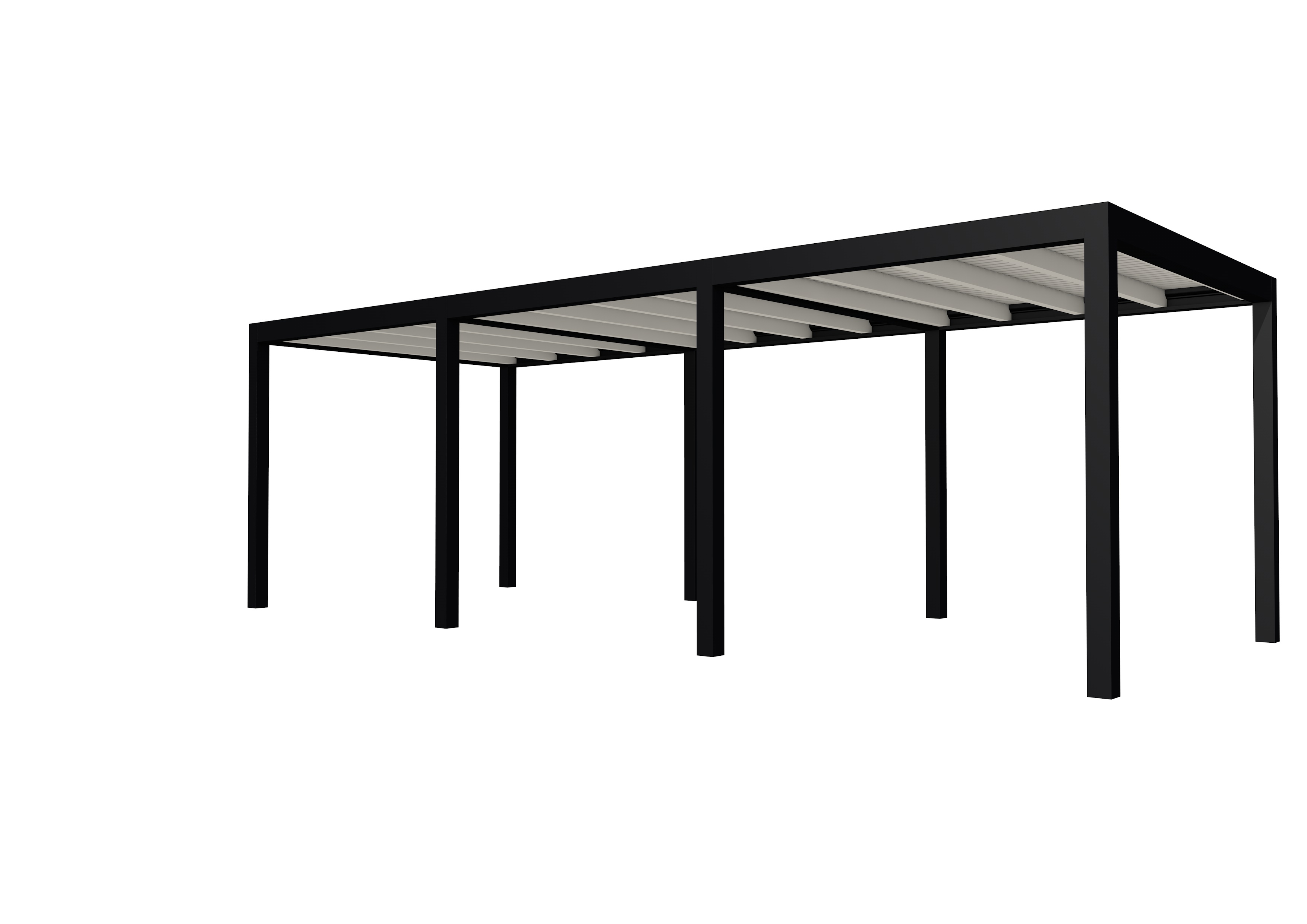 Buitenverblijf plat dak Allure III, vuren, basismodel L/B, 734x303 cm, wit gespoten.