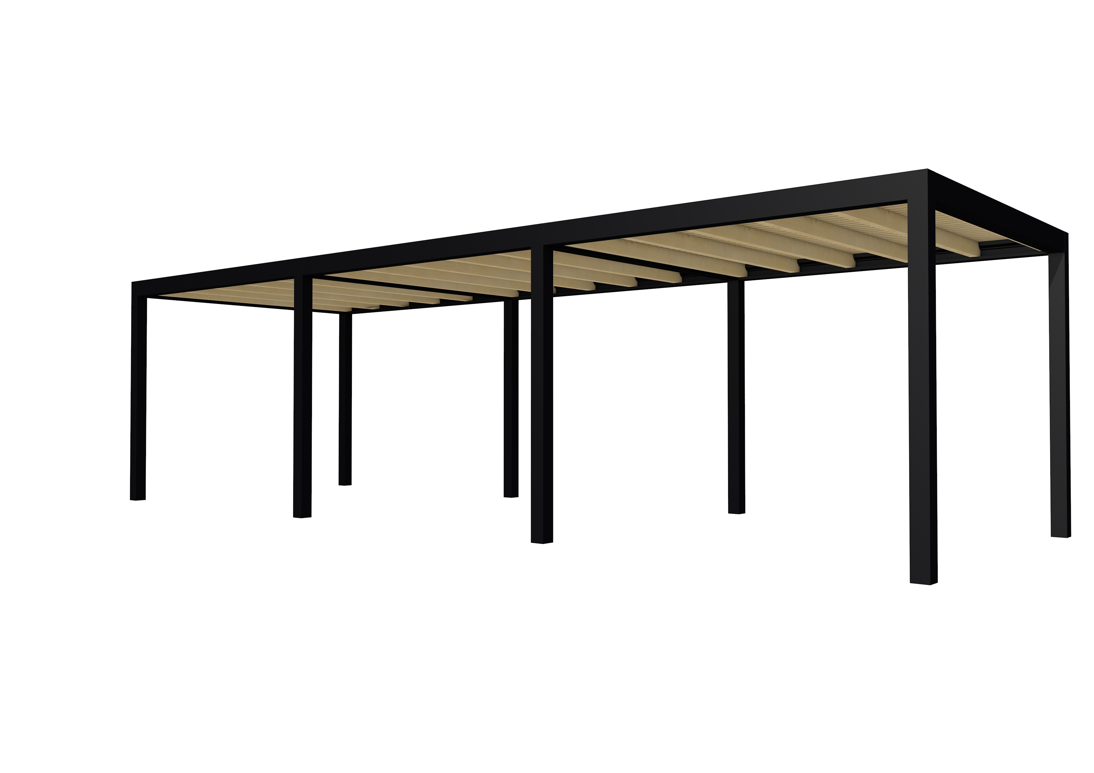 Buitenverblijf plat dak Allure III, vuren, basismodel L/C, 884x303 cm, onbehandeld.