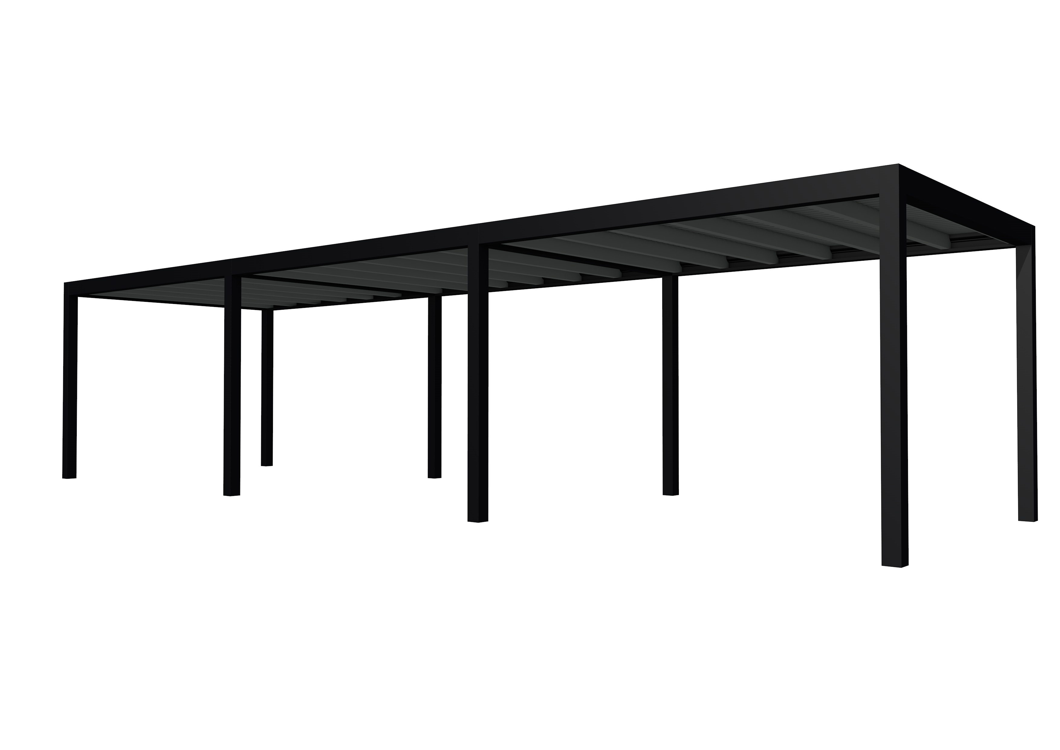 Buitenverblijf plat dak Allure III, vuren, basismodel L/D, 1034x303 cm, antraciet gespoten.