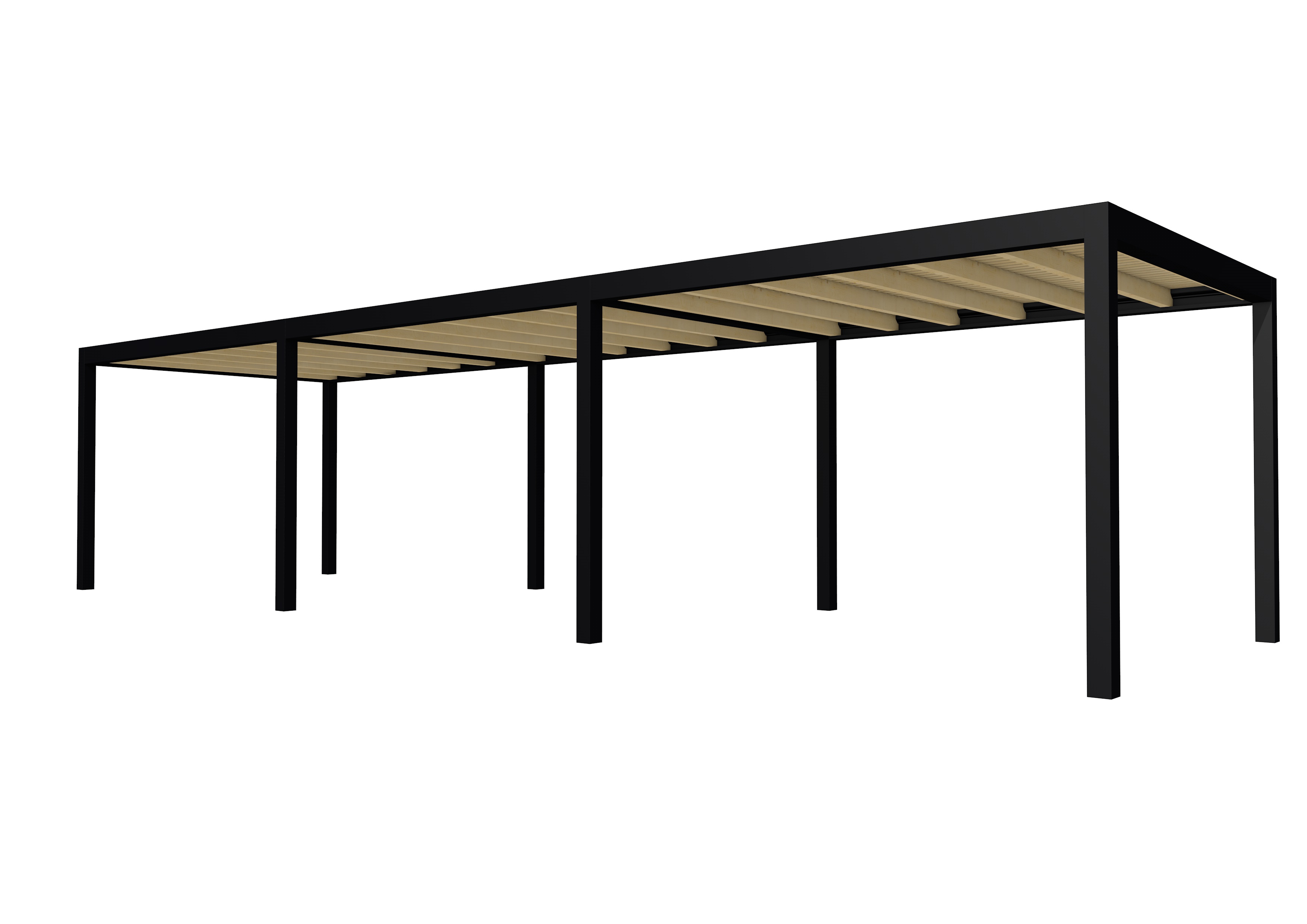 Buitenverblijf plat dak Allure III, vuren, basismodel L/D, 1034x303 cm, onbehandeld.