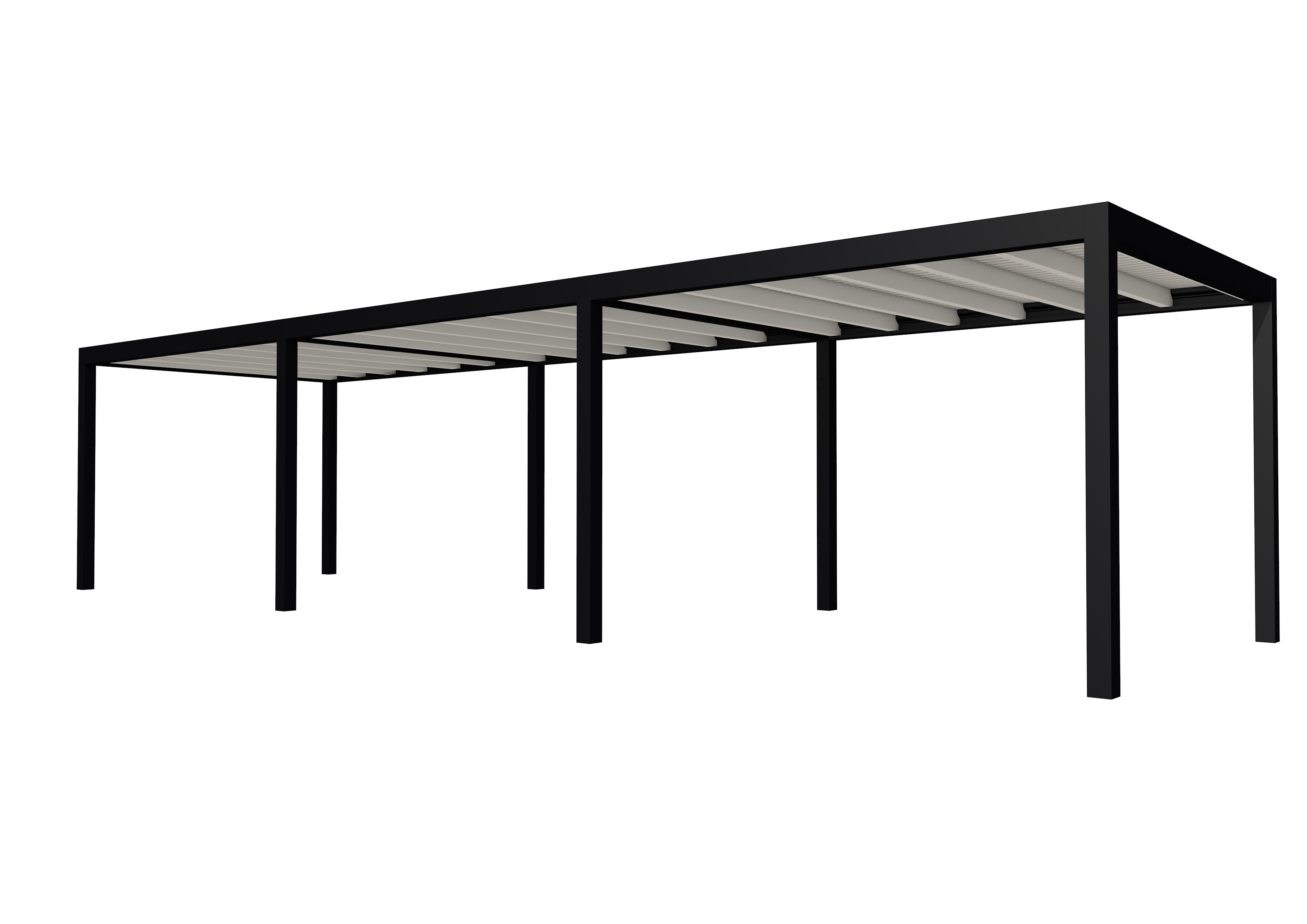 Buitenverblijf plat dak Allure III, vuren, basismodel L/D, 1034x303 cm, wit gespoten.