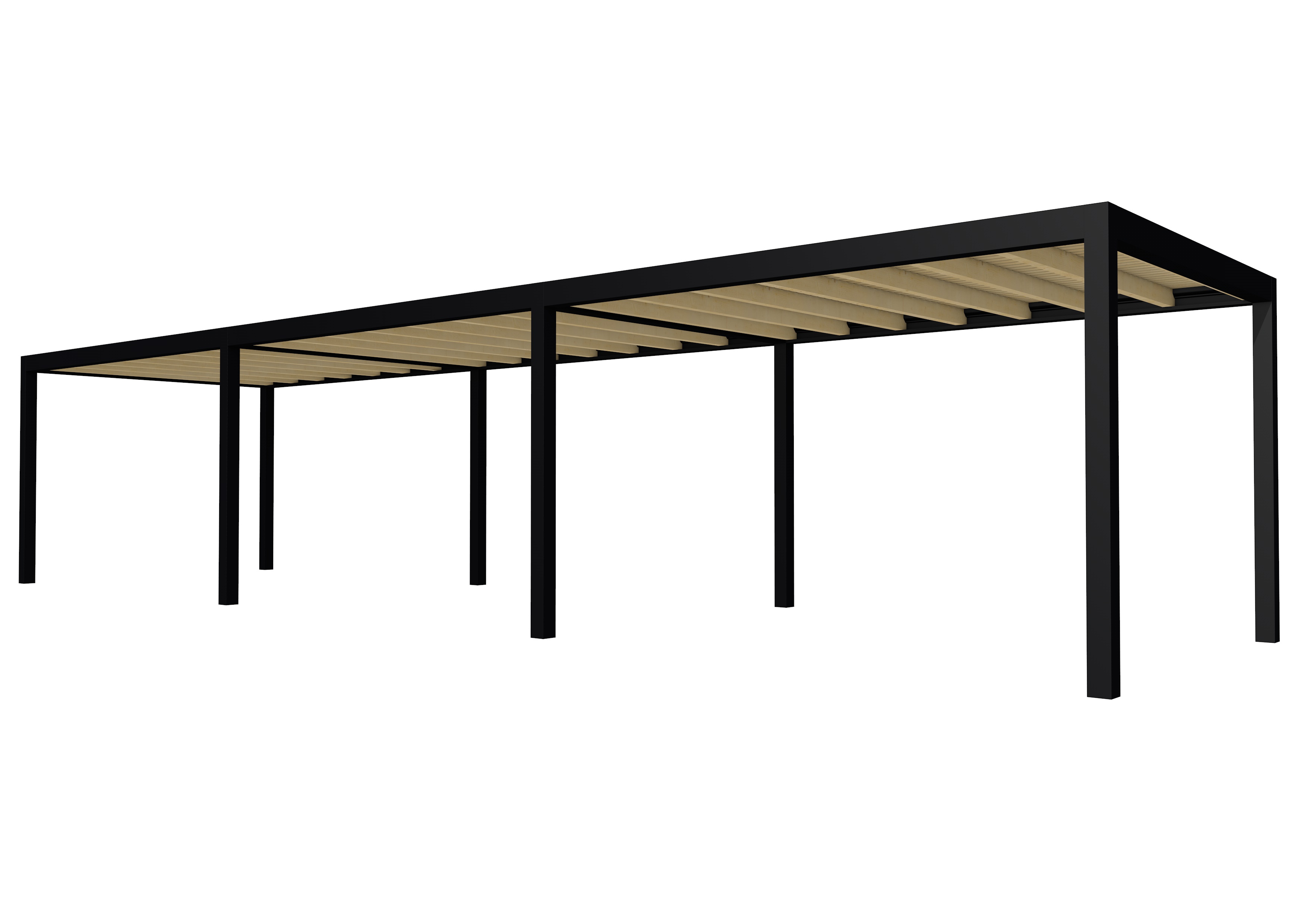 Buitenverblijf plat dak Allure III, vuren, basismodel L/E, 1161x303 cm, onbehandeld.