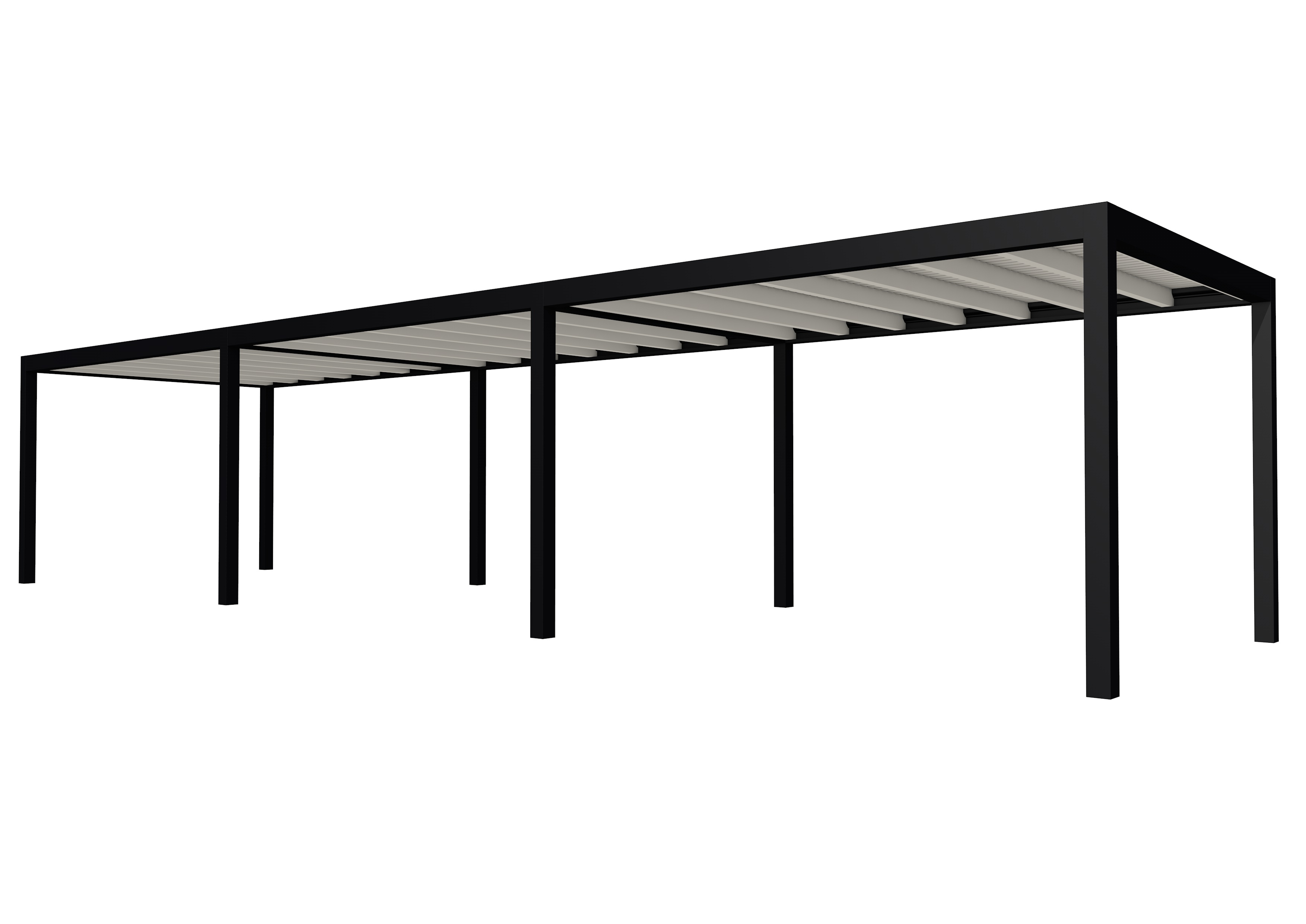 Buitenverblijf plat dak Allure III, vuren, basismodel L/E, 1161x303 cm, wit gespoten.