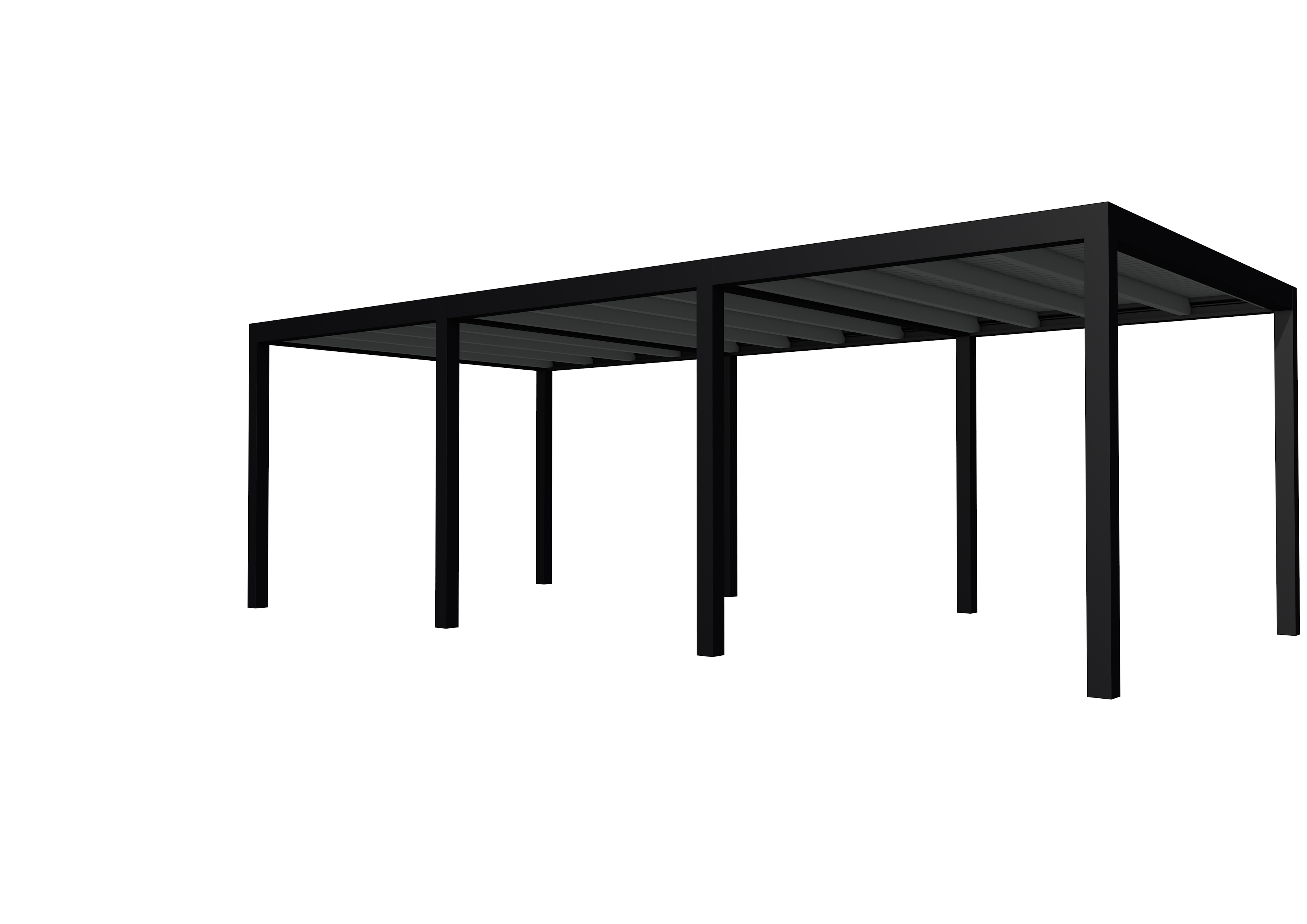 Buitenverblijf plat dak Allure III, vuren, basismodel XL/B, 734x353 cm, antraciet gespoten.