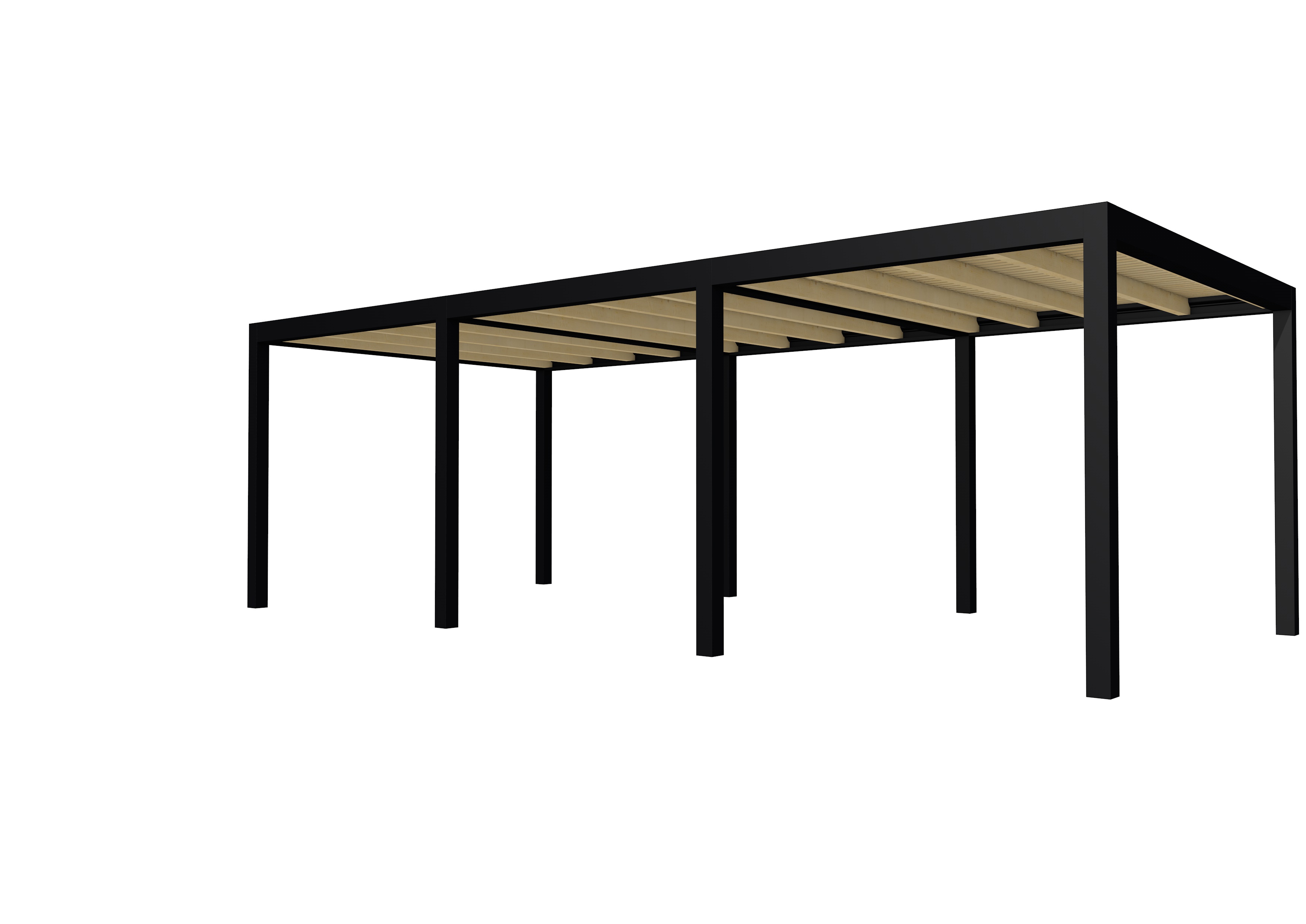 Buitenverblijf plat dak Allure III, vuren, basismodel XL/B, 734x353 cm, onbehandeld.