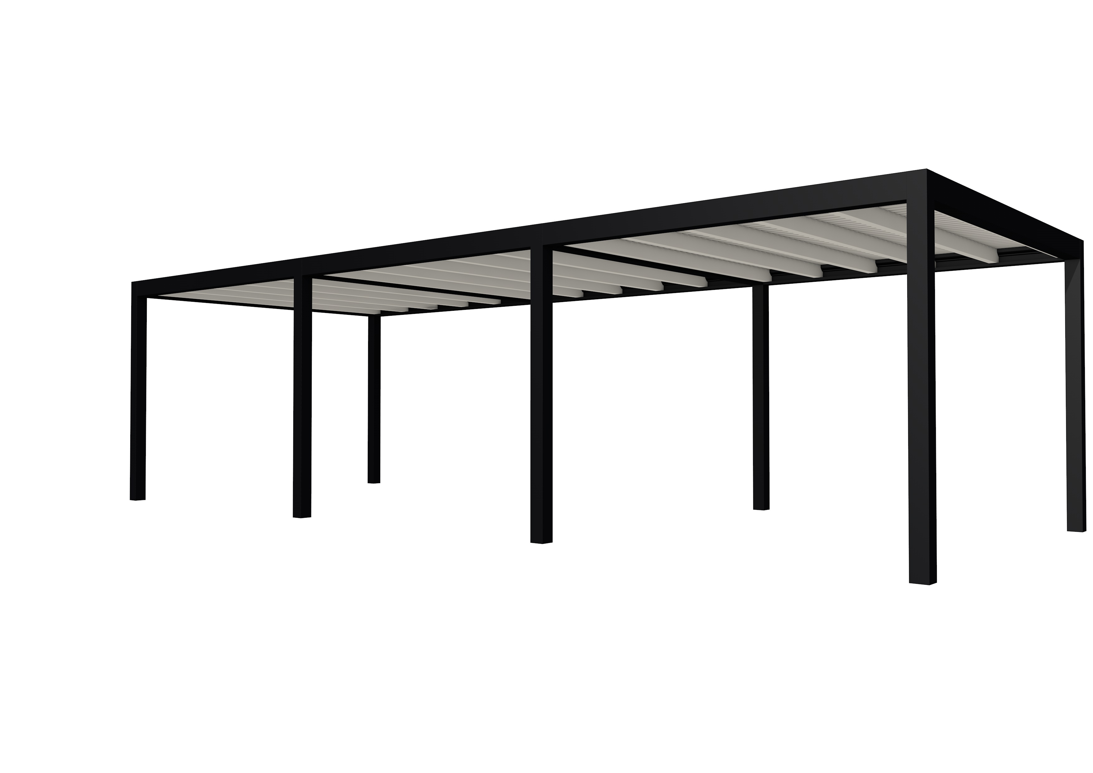 Buitenverblijf plat dak Allure III, vuren, basismodel XL/C, 884x353 cm, wit gespoten.