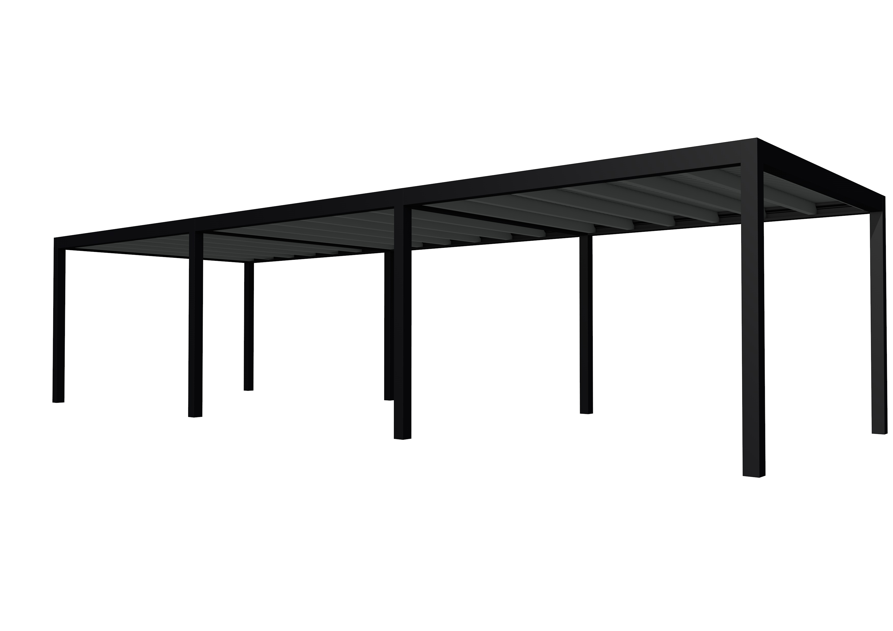 Buitenverblijf plat dak Allure III, vuren, basismodel XL/D, 1034x353 cm, antraciet gespoten.