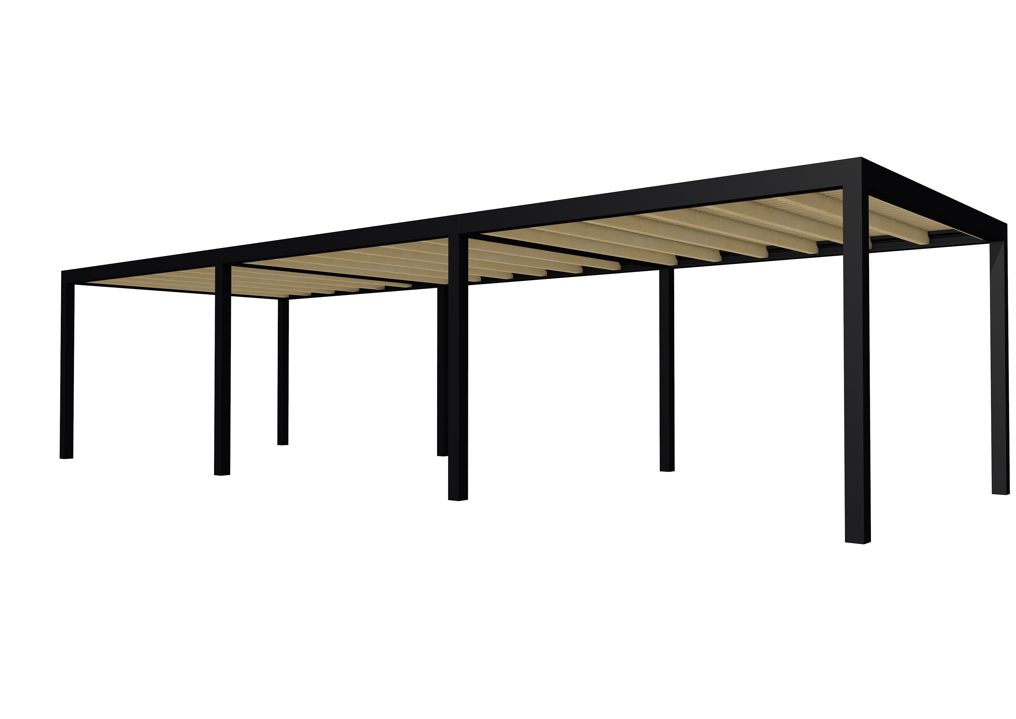 Buitenverblijf plat dak Allure III, vuren, basismodel XL/D, 1034x353 cm, onbehandeld.