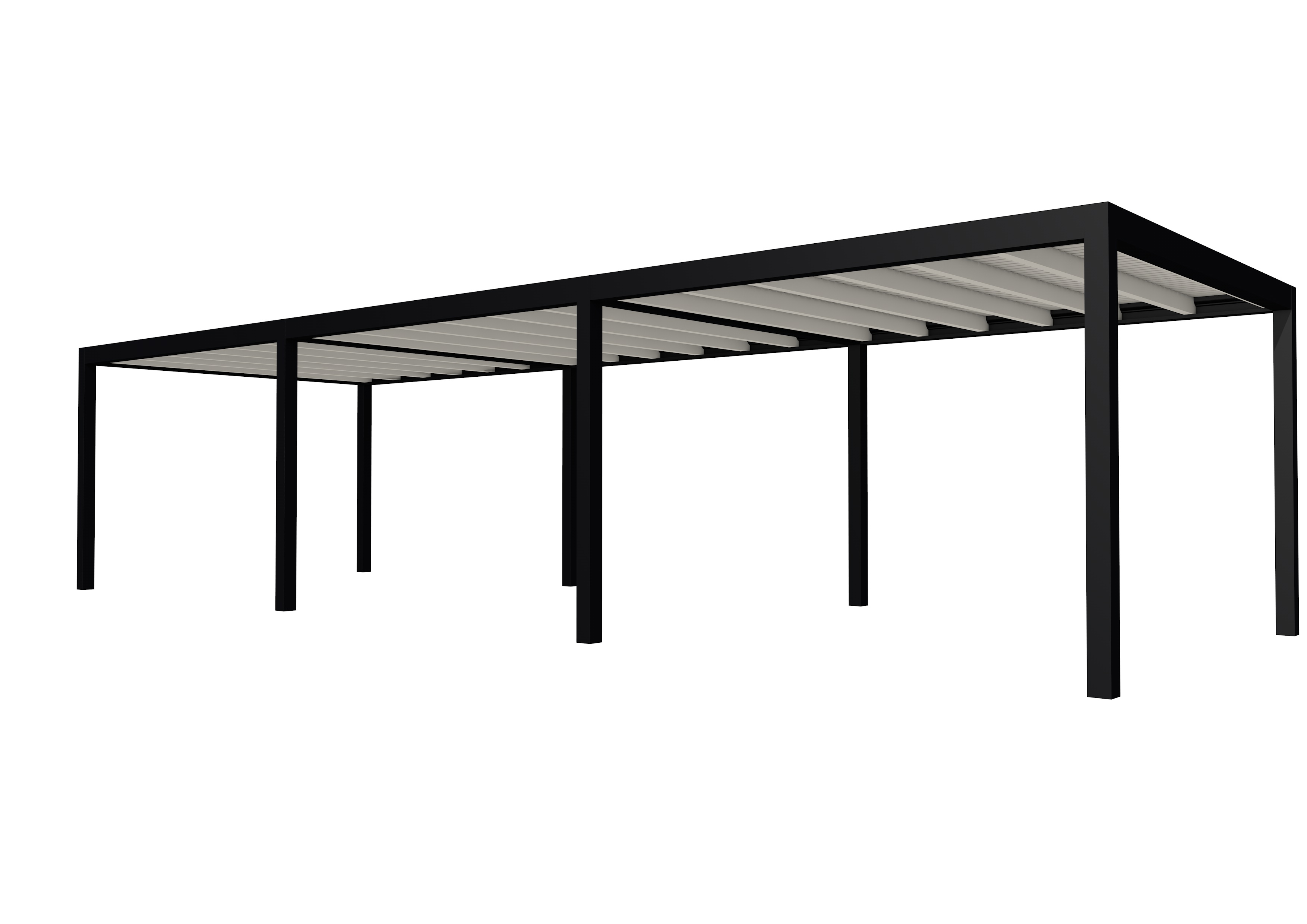 Buitenverblijf plat dak Allure III, vuren, basismodel XL/D, 1034x353 cm, wit gespoten.