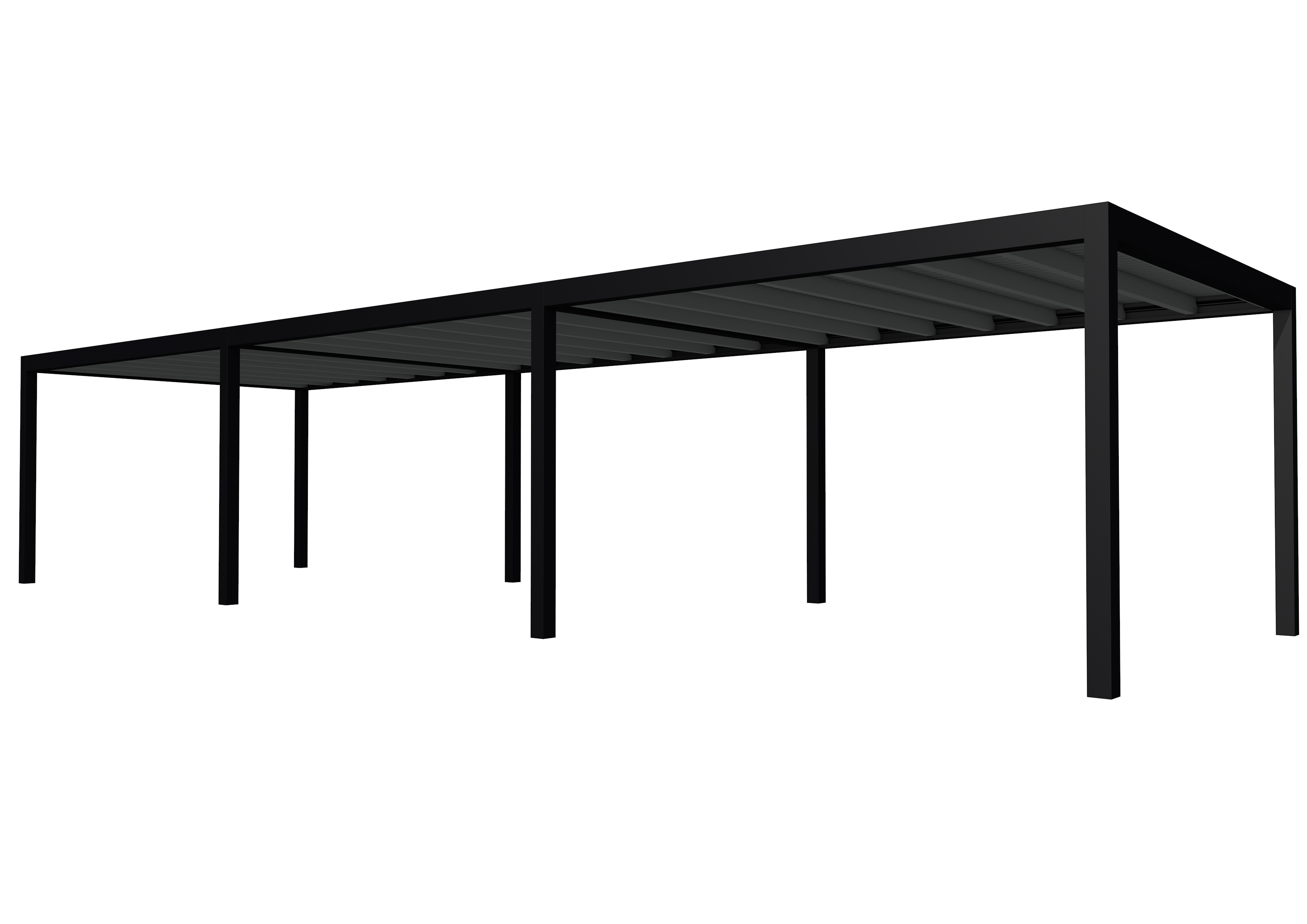 Buitenverblijf plat dak Allure III, vuren, basismodel XL/E, 1161x353 cm, antraciet gespoten.