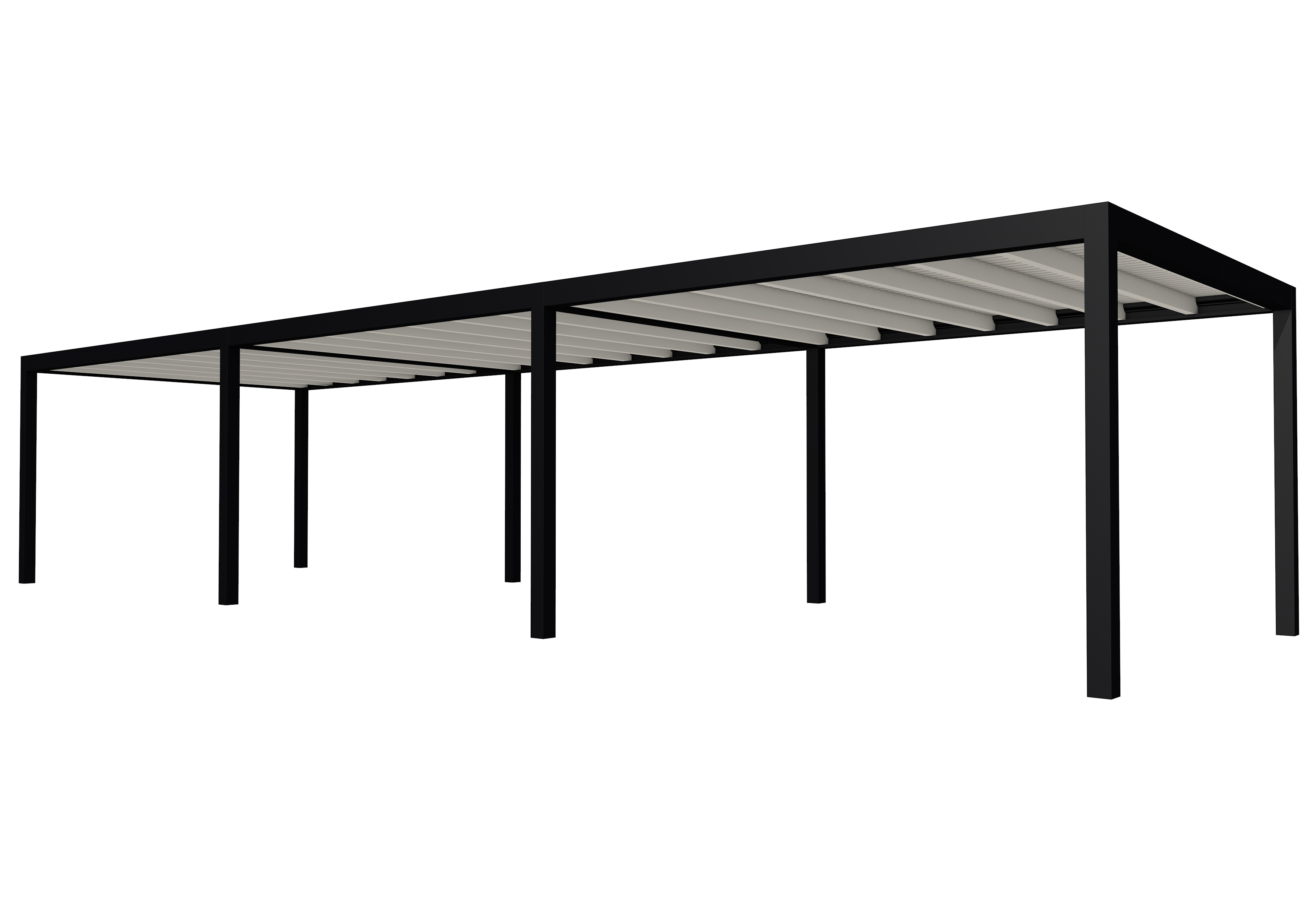 Buitenverblijf plat dak Allure III, vuren, basismodel XL/E, 1161x353 cm, wit gespoten.