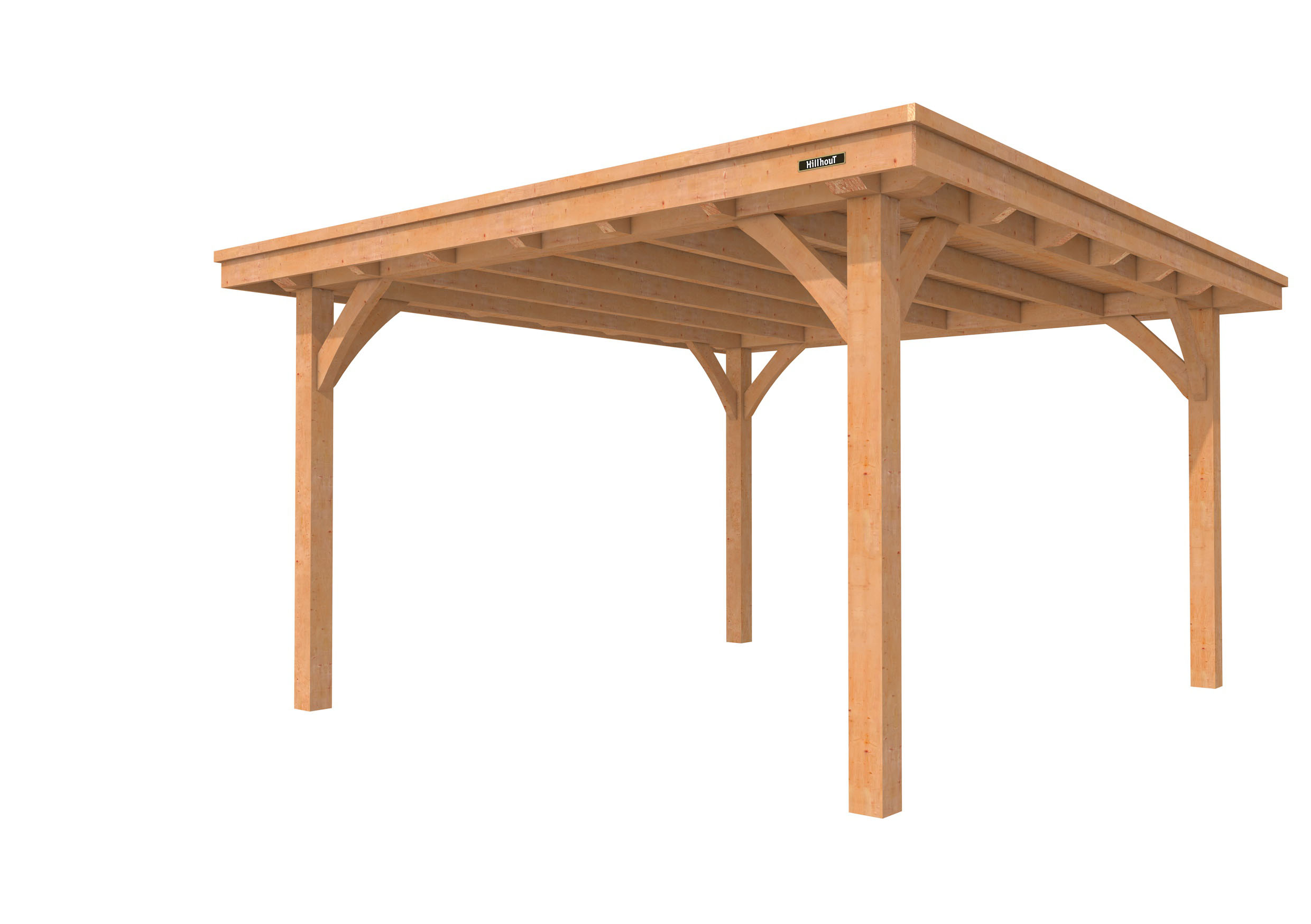 Buitenverblijf plat dak Excellent I, douglas, basismodel L/D, 357x307 cm, onbehandeld.