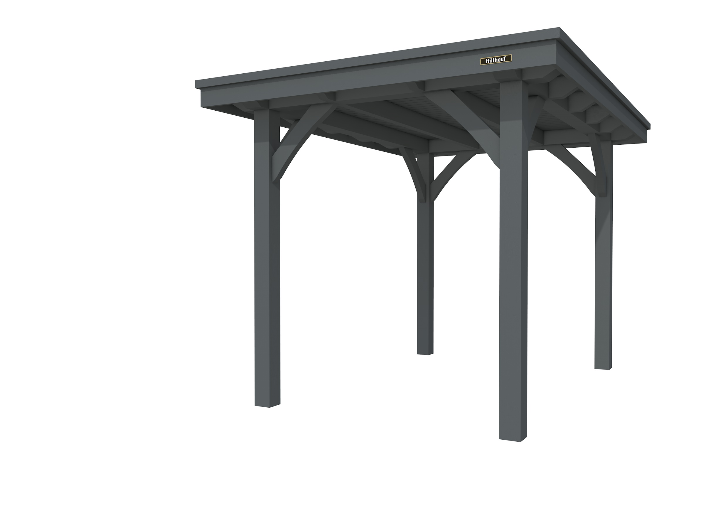 Buitenverblijf plat dak Excellent I, vuren, basismodel L/A, 207x307 cm, antraciet gespoten.