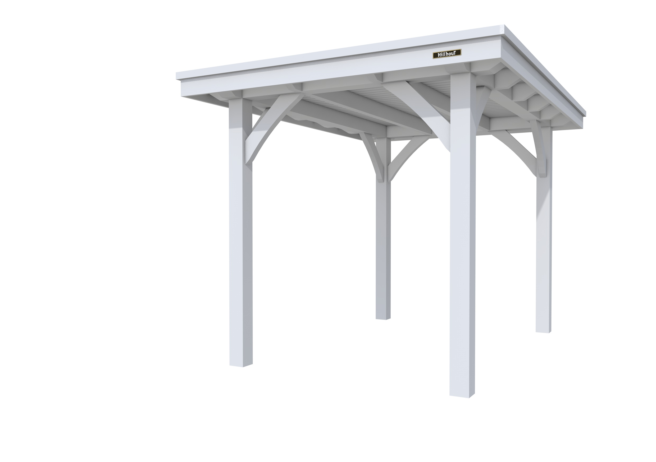 Buitenverblijf plat dak Excellent I, vuren, basismodel L/A, 207x307 cm, lichtgrijs gespoten.