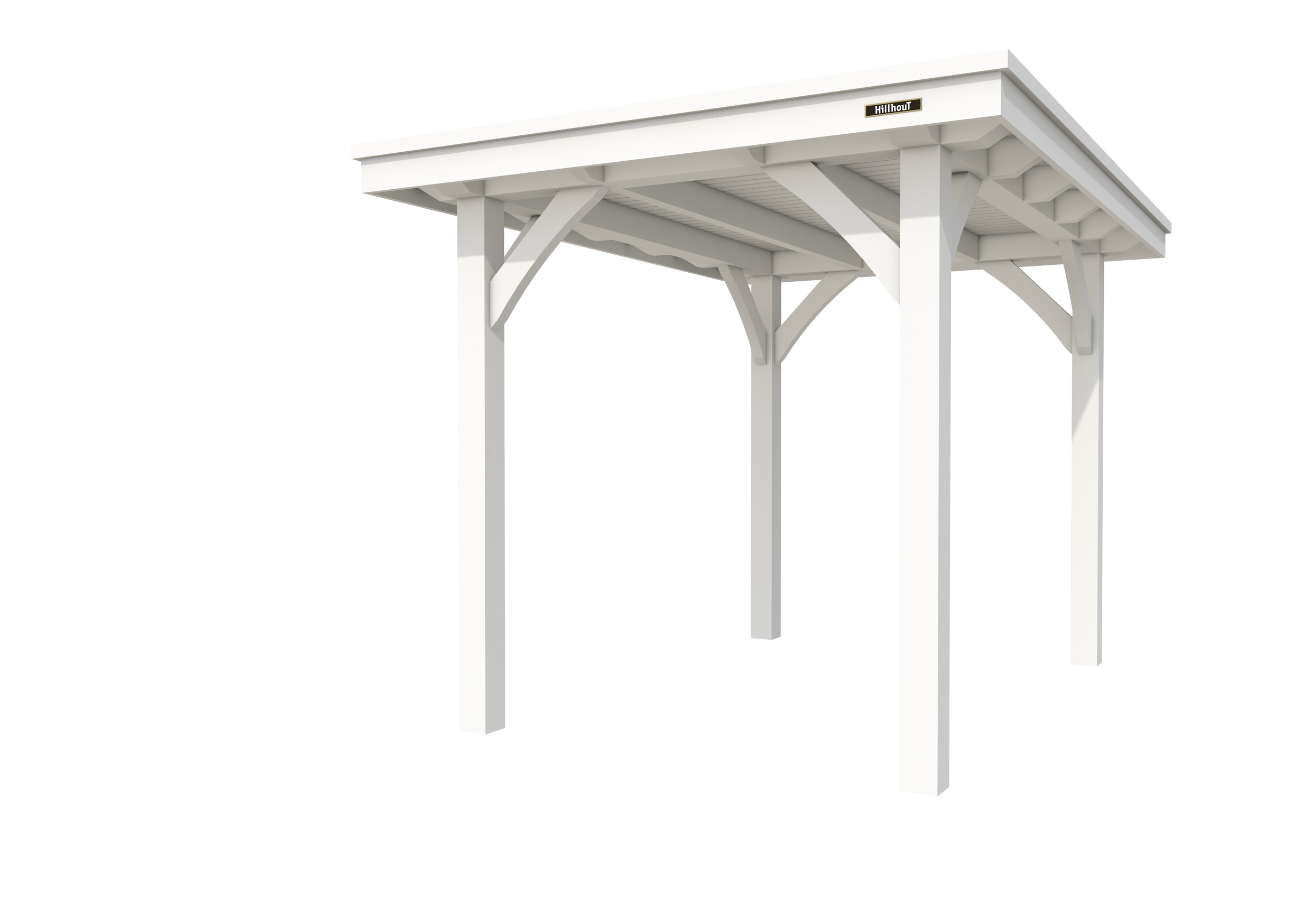 Buitenverblijf plat dak Excellent I, vuren, basismodel L/A, 207x307 cm, wit gespoten.