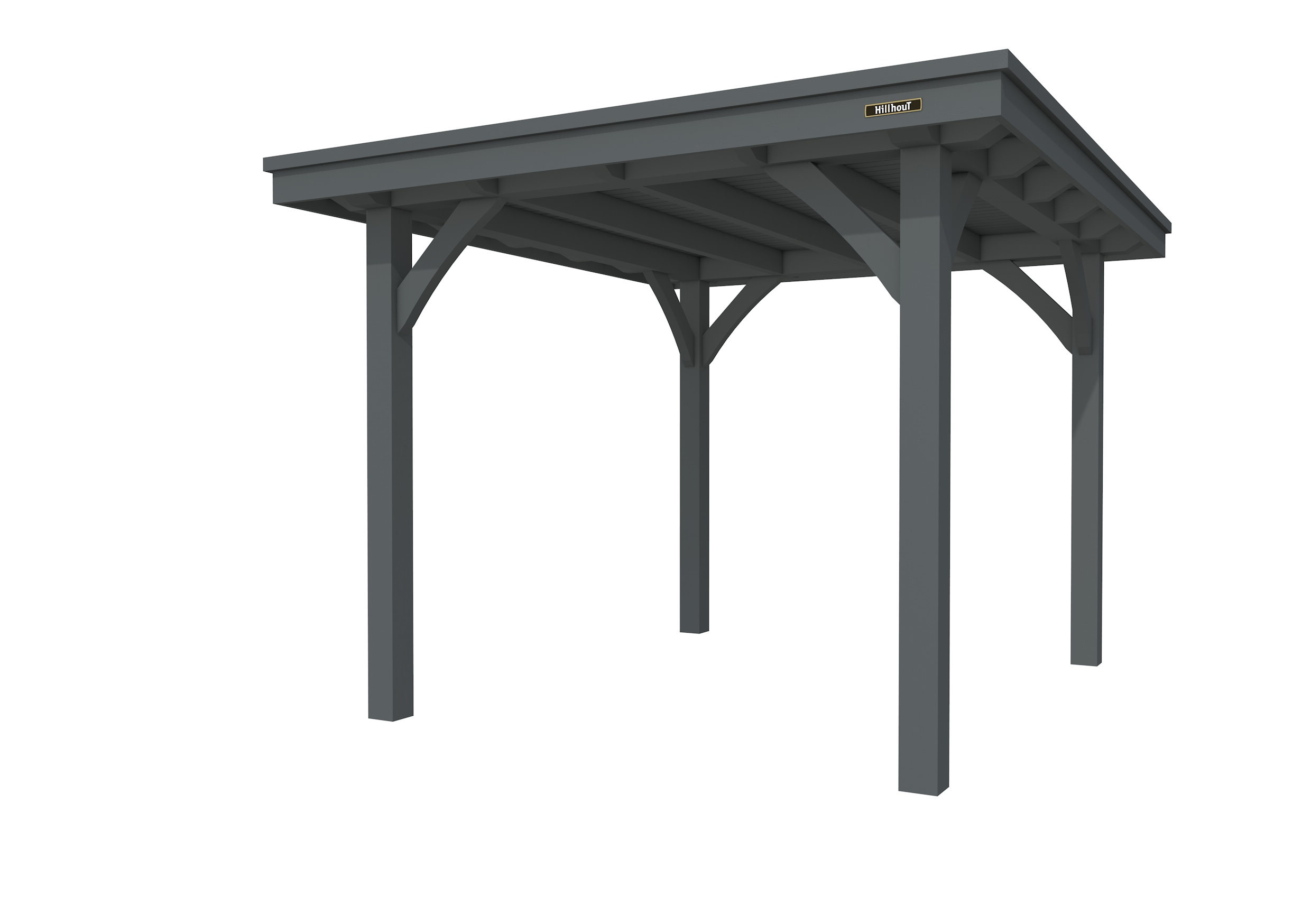 Buitenverblijf plat dak Excellent I, vuren, basismodel L/B, 257x307 cm, antraciet gespoten.