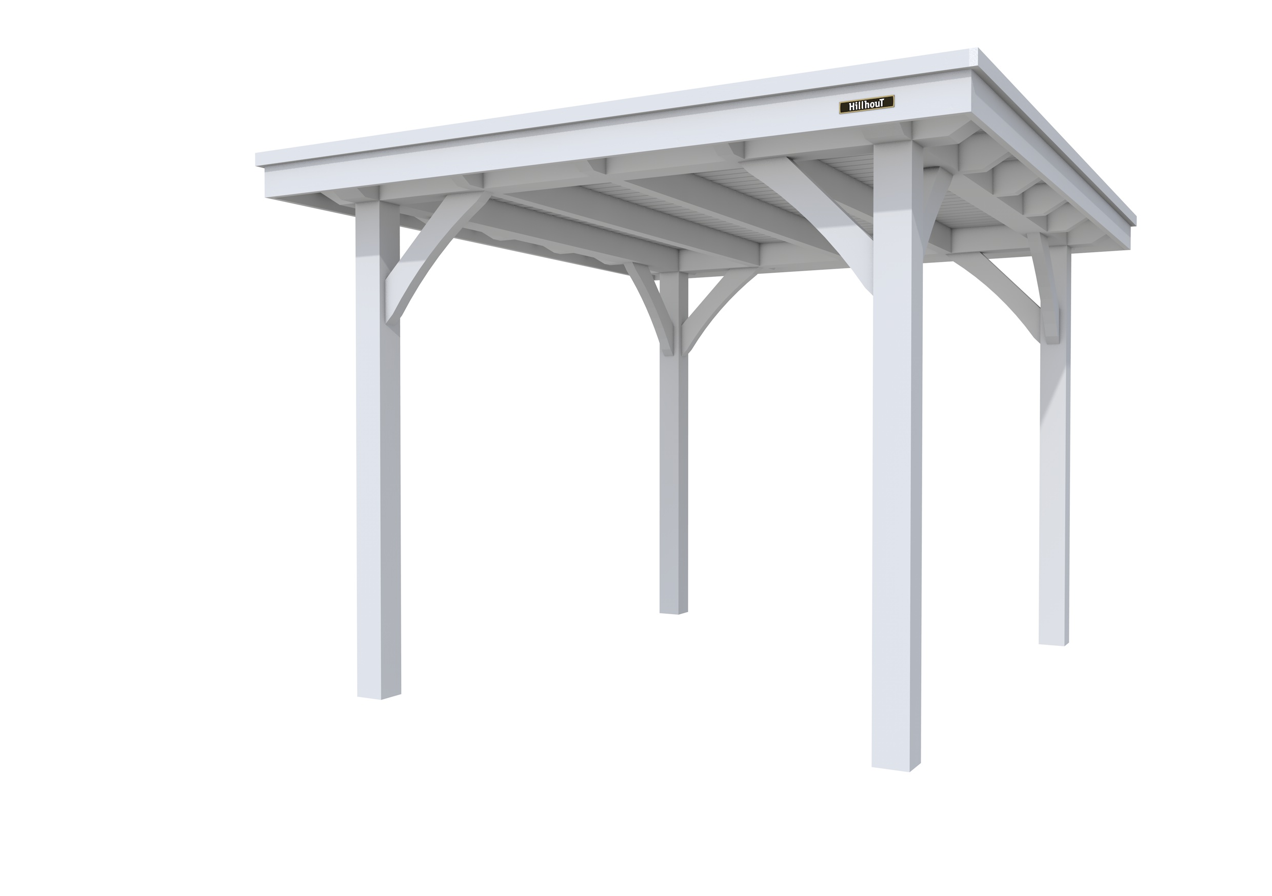 Buitenverblijf plat dak Excellent I, vuren, basismodel L/B, 257x307 cm, lichtgrijs gespoten.