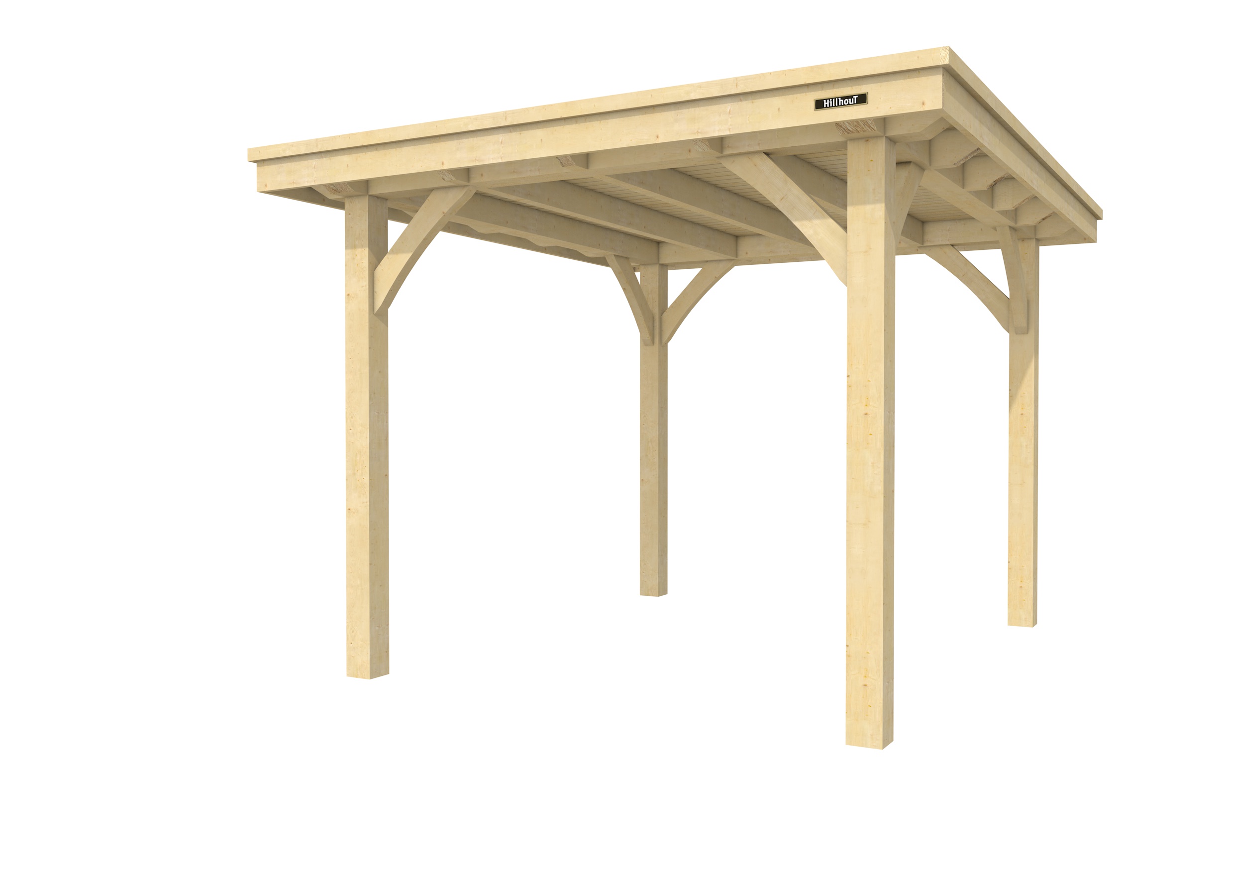 Buitenverblijf plat dak Excellent I, vuren, basismodel L/B, 257x307 cm, onbehandeld.