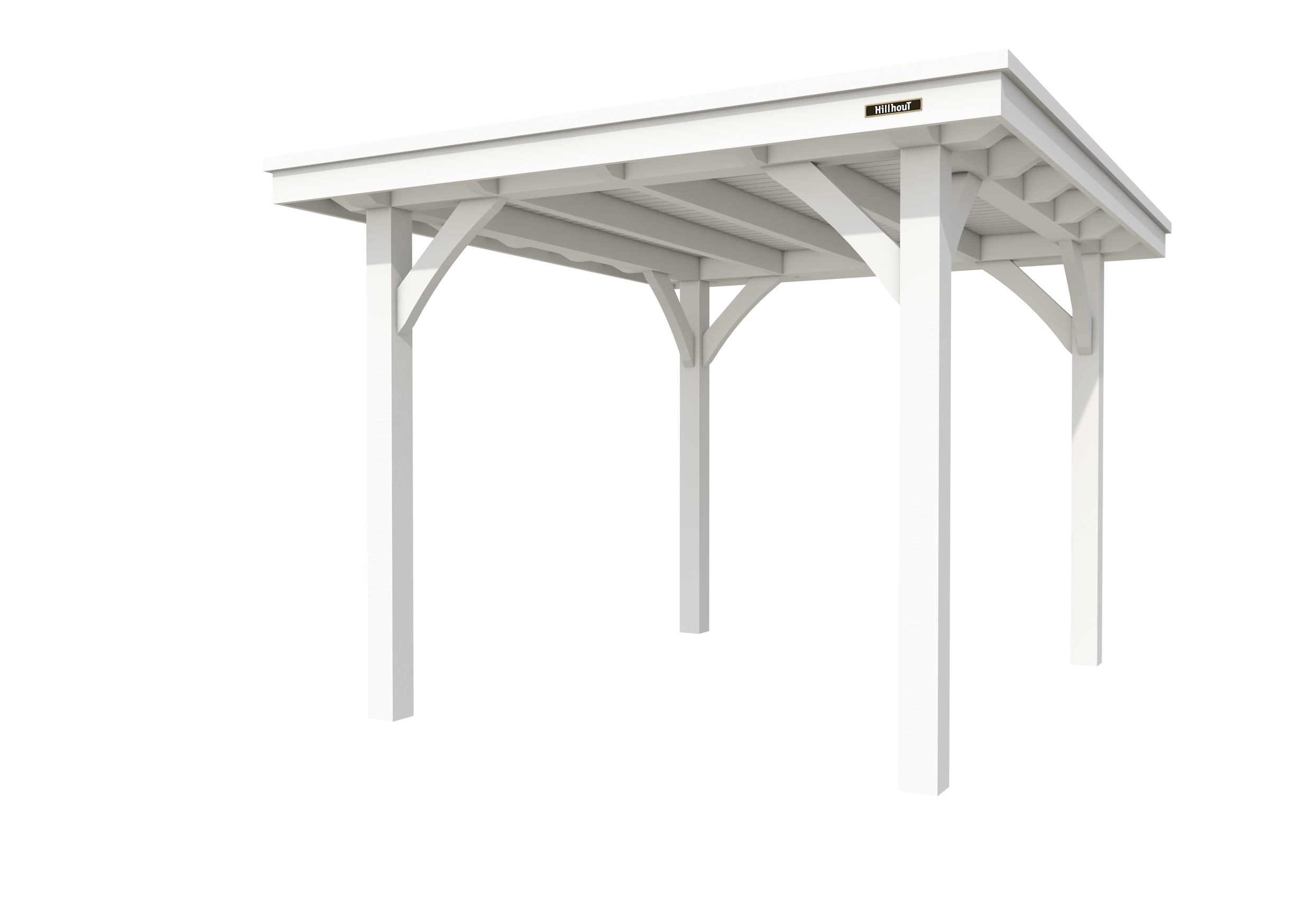 Buitenverblijf plat dak Excellent I, vuren, basismodel L/B, 257x307 cm, wit gespoten.