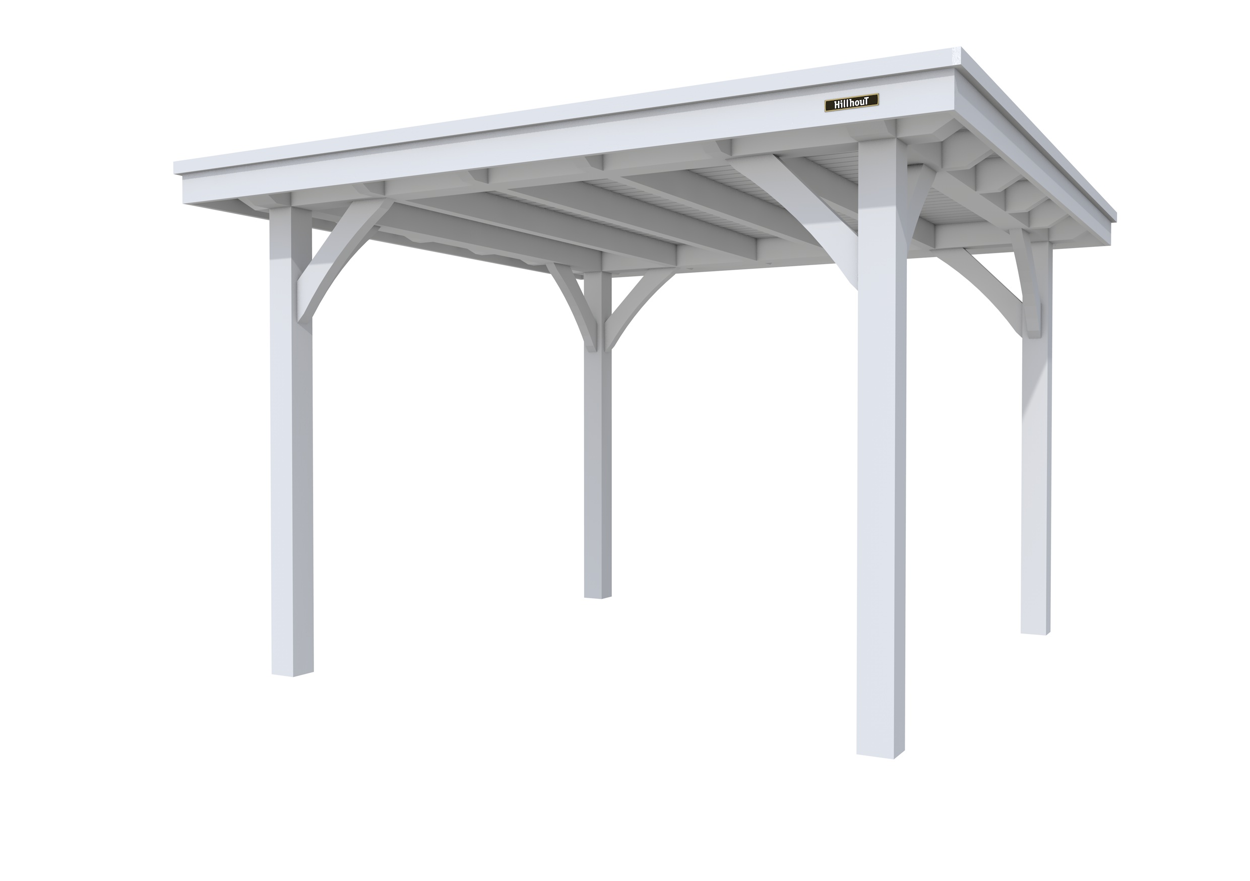 Buitenverblijf plat dak Excellent I, vuren, basismodel L/C, 307x307 cm, lichtgrijs gespoten.