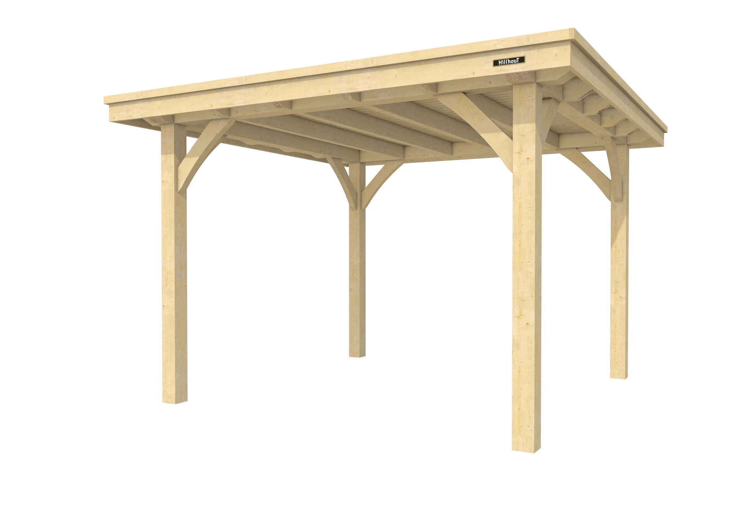 Buitenverblijf plat dak Excellent I, vuren, basismodel L/C, 307x307 cm, onbehandeld.