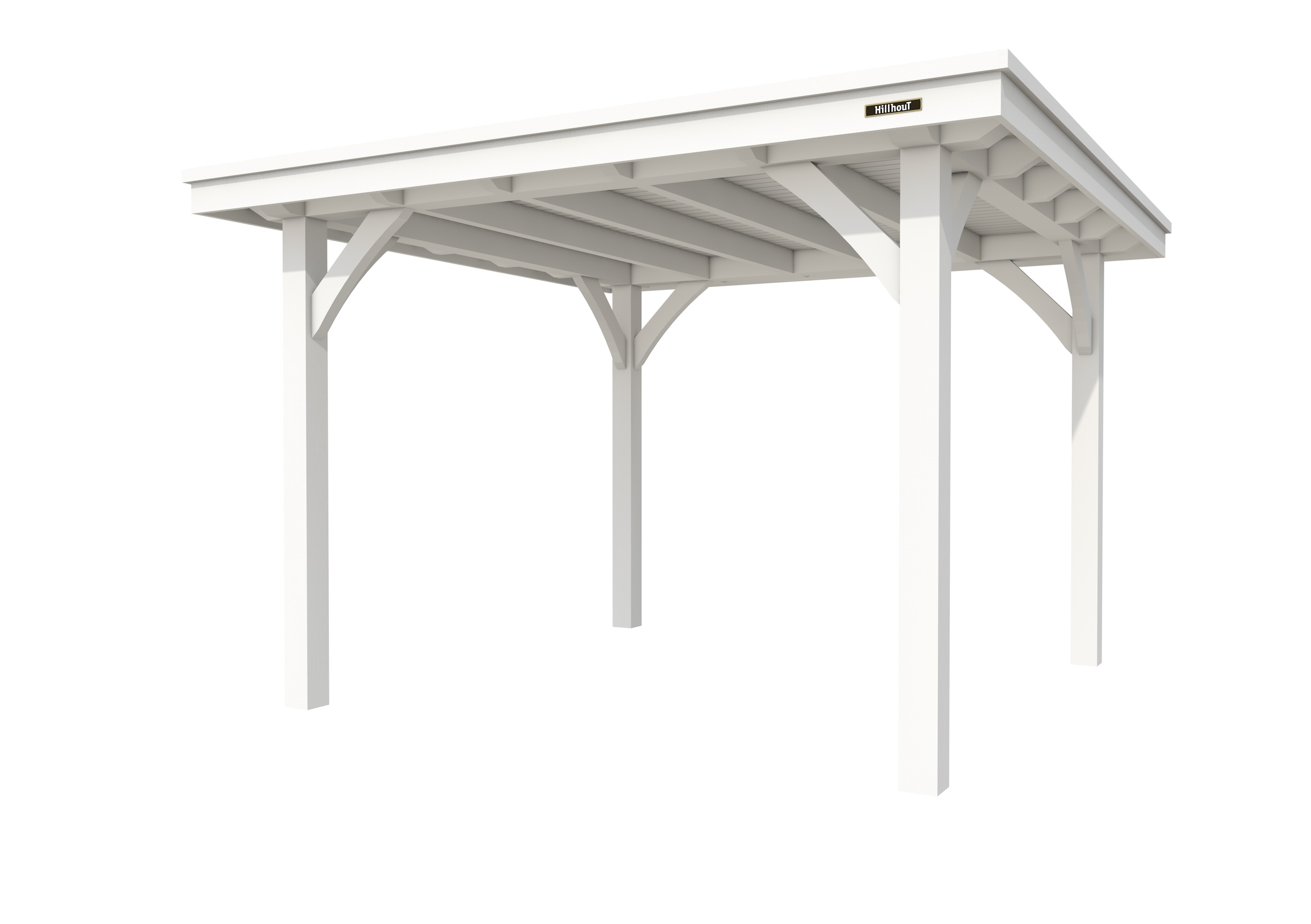 Buitenverblijf plat dak Excellent I, vuren, basismodel L/C, 307x307 cm, wit gespoten.