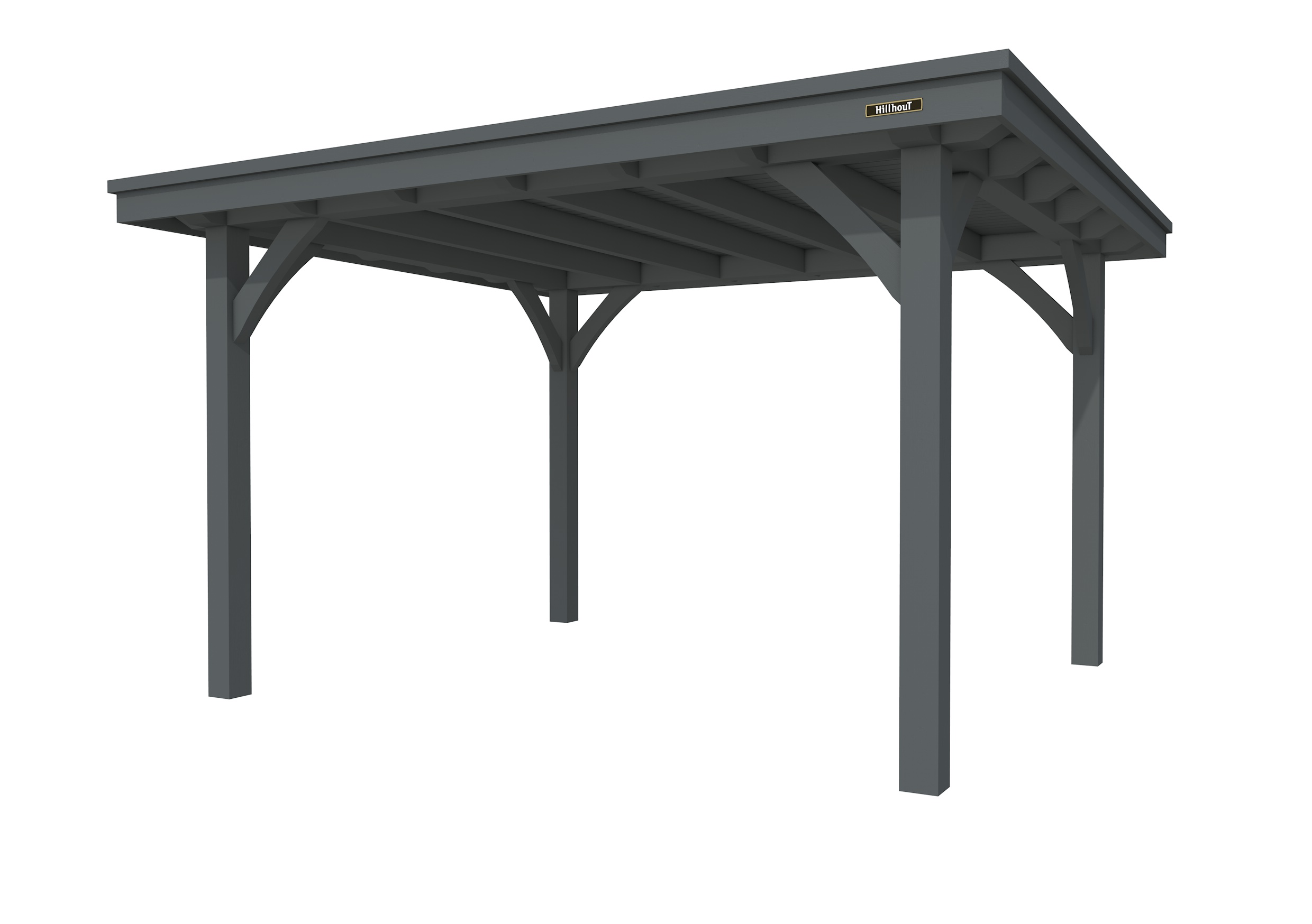 Buitenverblijf plat dak Excellent I, vuren, basismodel L/D, 357x307 cm, antraciet gespoten.